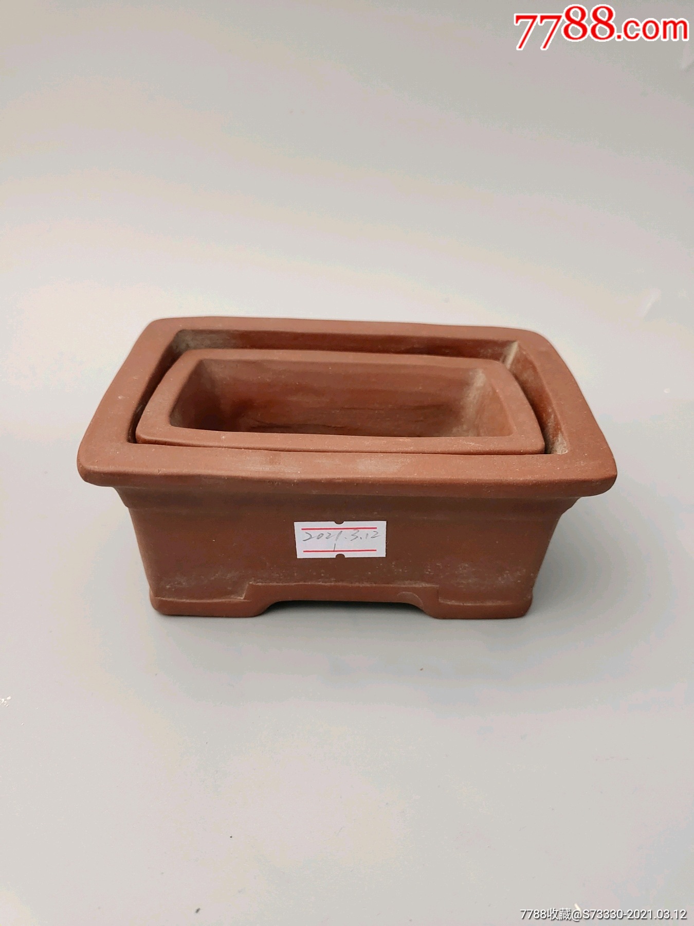 老花盆7080年代飘口角线微型紫砂小花盆一套1