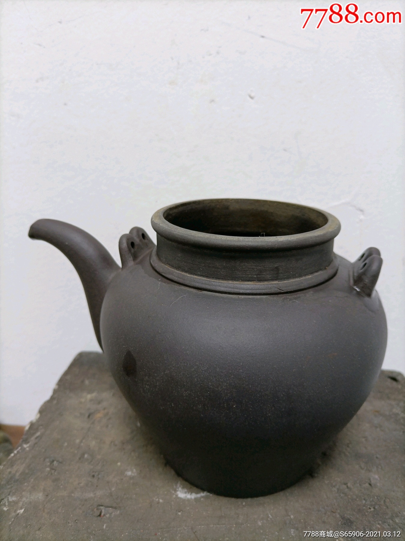 民国营口福康双旗底款黑泥紫砂壶