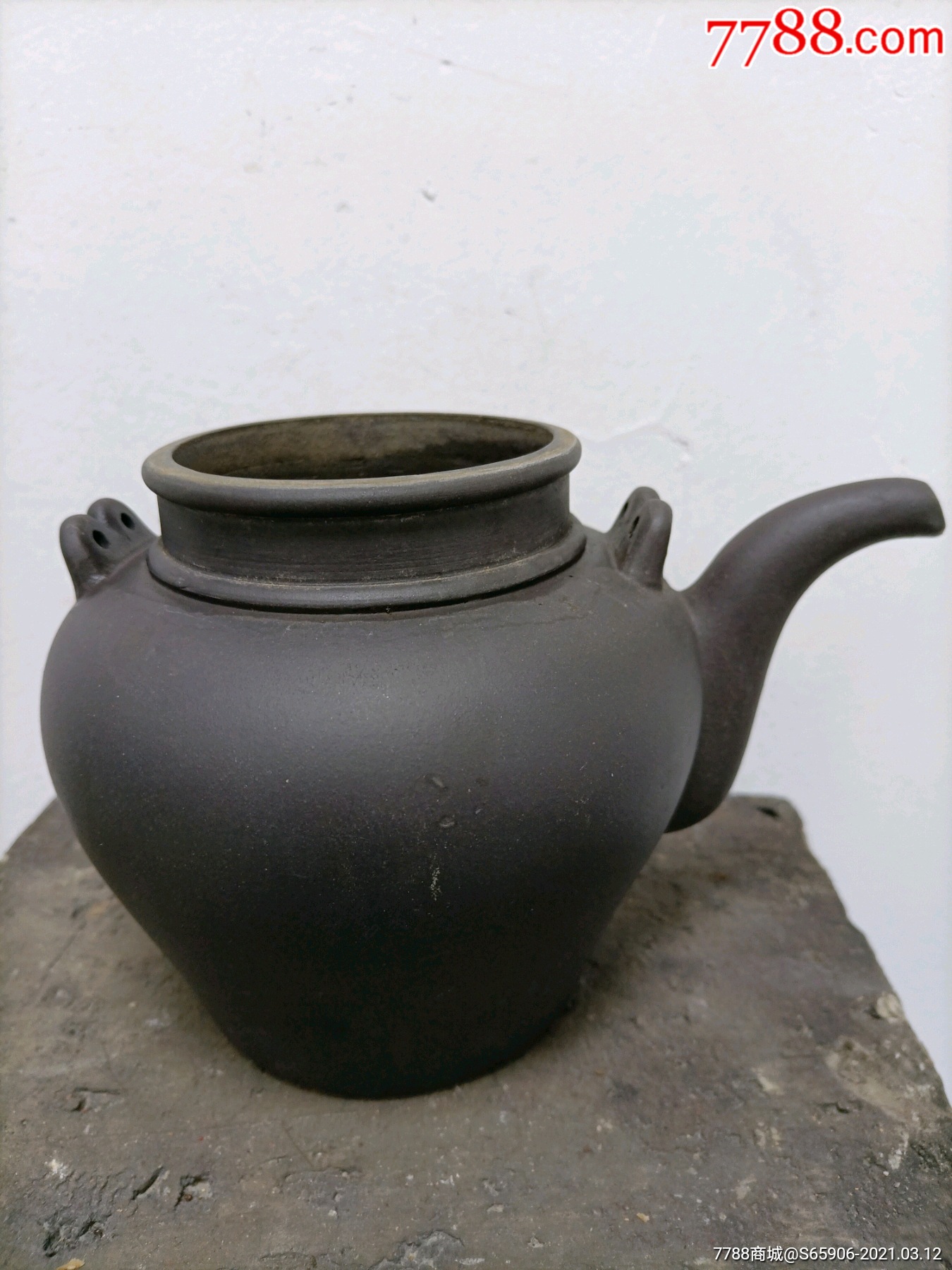 民国营口福康双旗底款黑泥紫砂壶