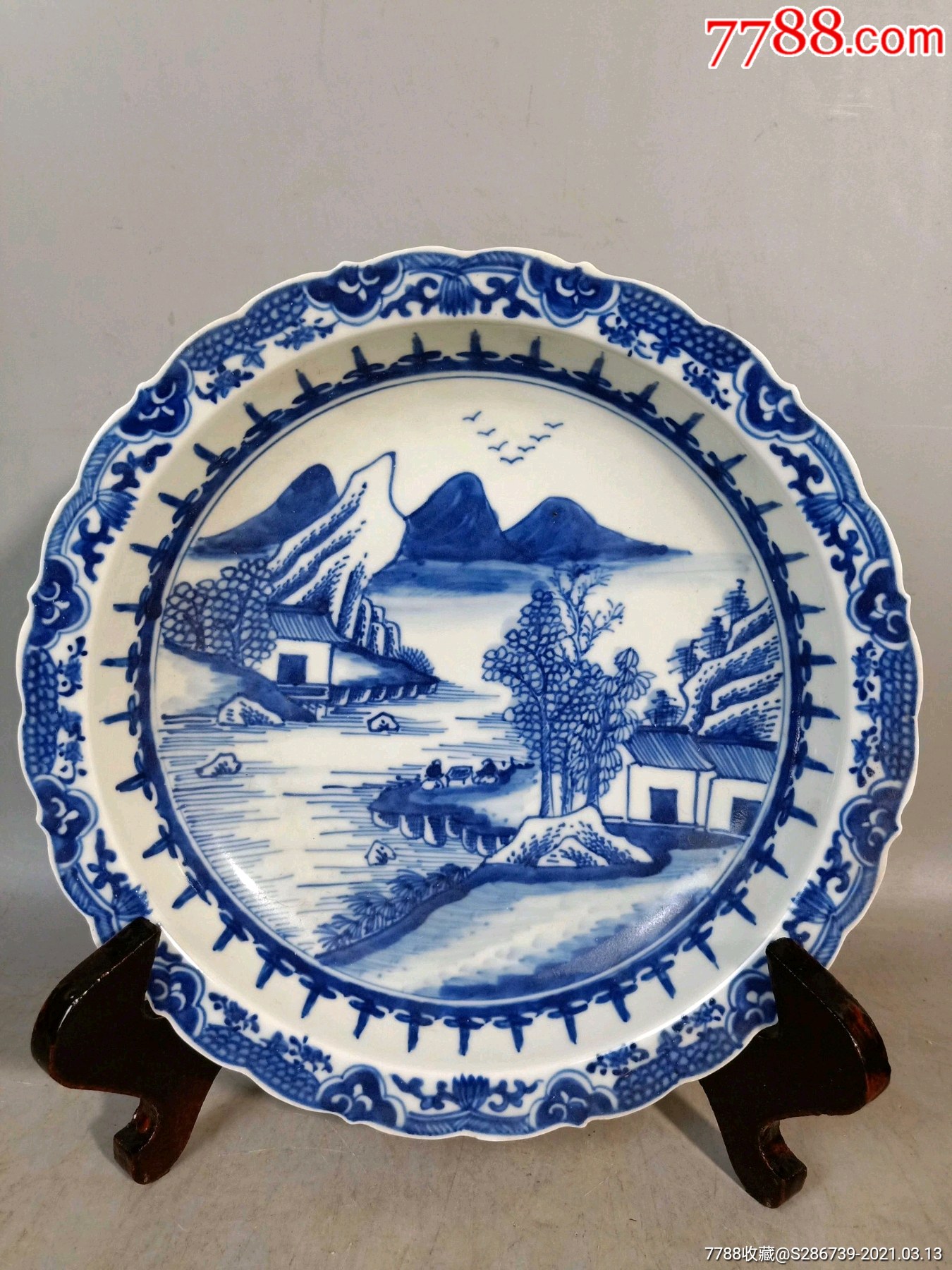 青花山水赏盘,喜欢联系