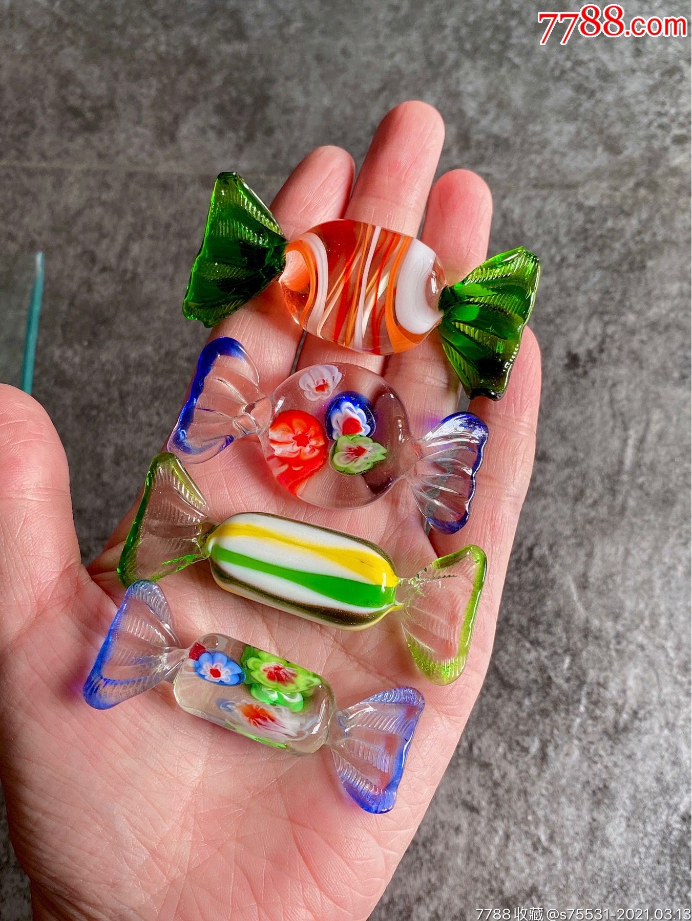 50年代博山琉璃合作社生产手工老琉璃彩色糖果