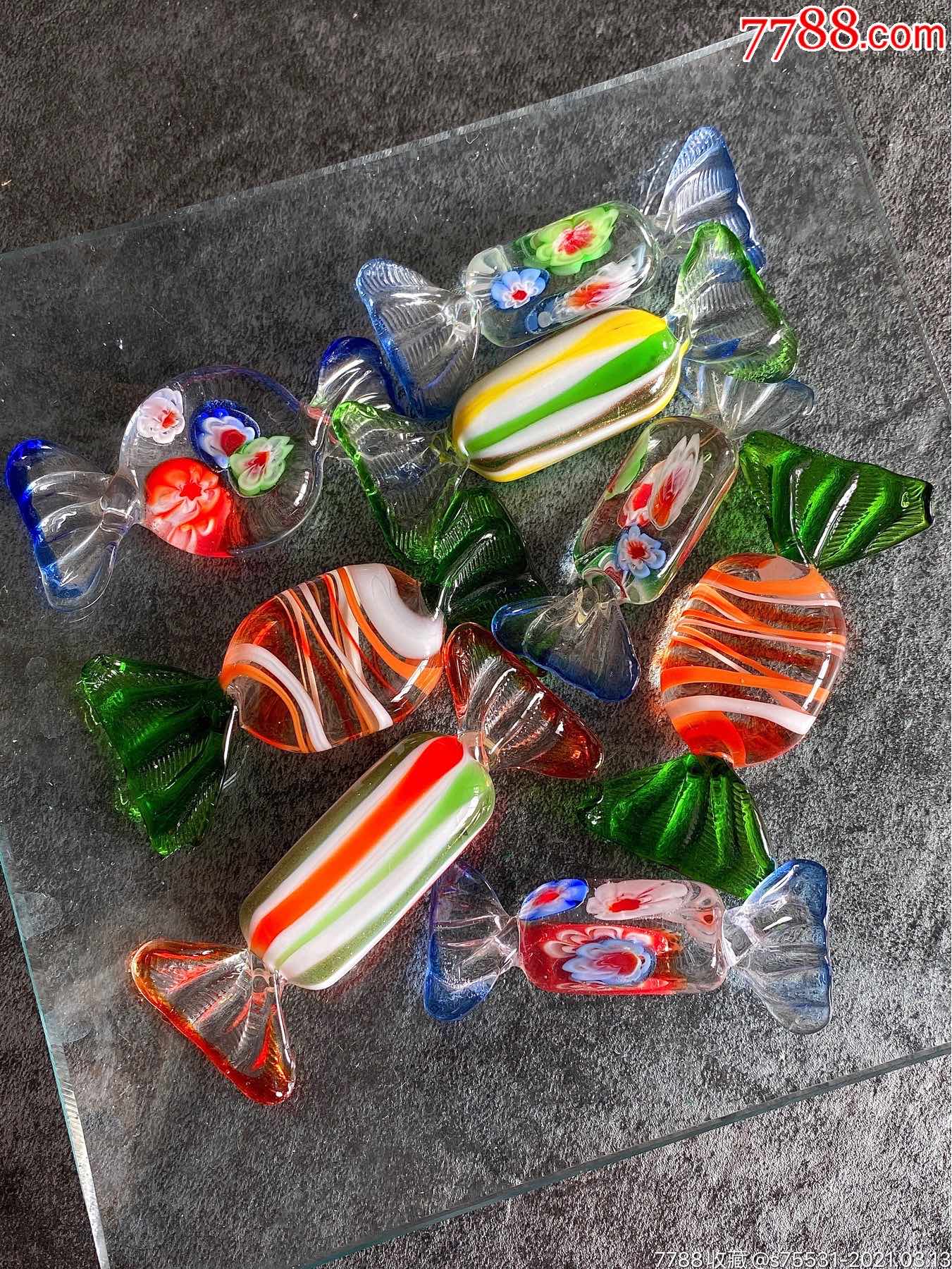 50年代博山琉璃合作社生产手工老琉璃彩色糖果