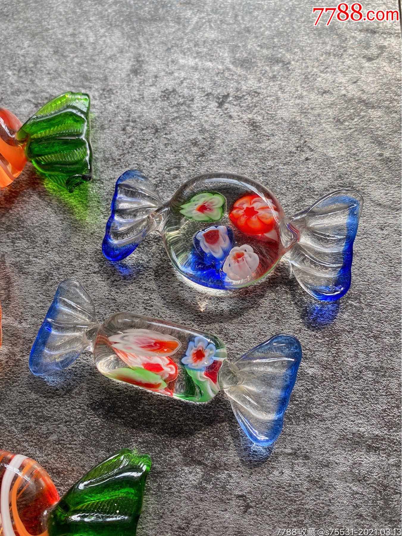 50年代博山琉璃合作社生产手工老琉璃彩色糖果