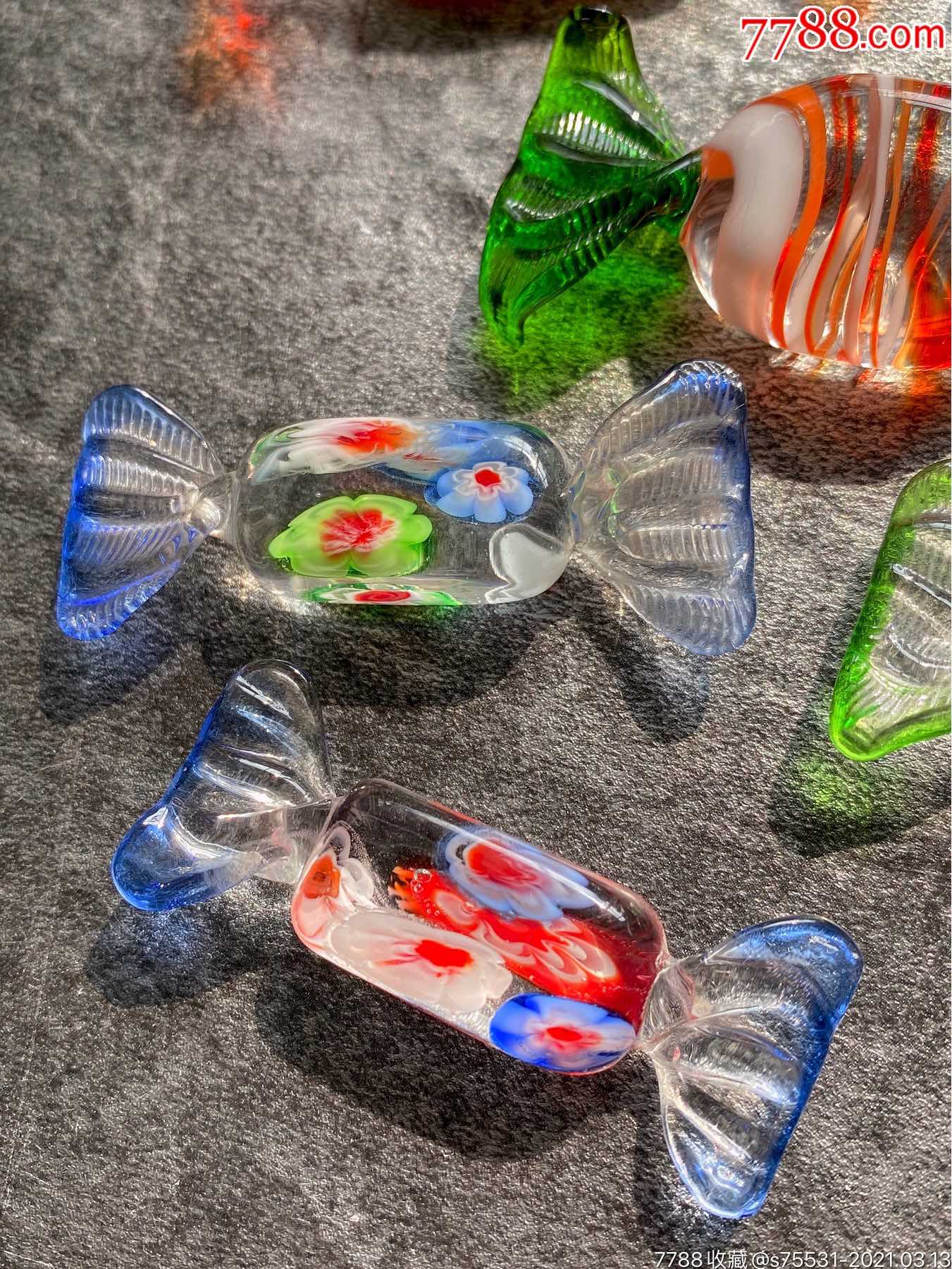 50年代博山琉璃合作社生产手工老琉璃彩色糖果