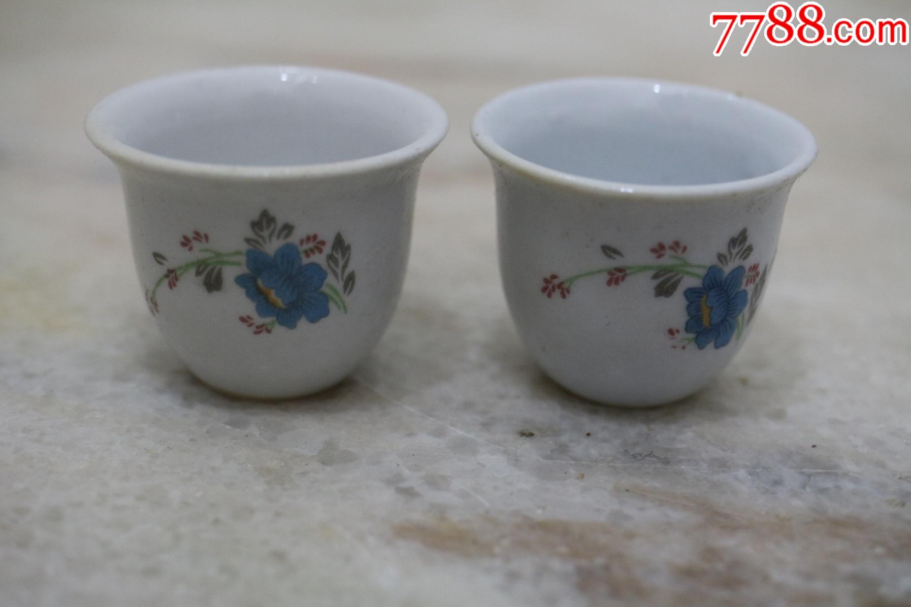 七八十年代小酒杯牛眼盅花卉瓷酒盅民俗怀旧老物件每只8元