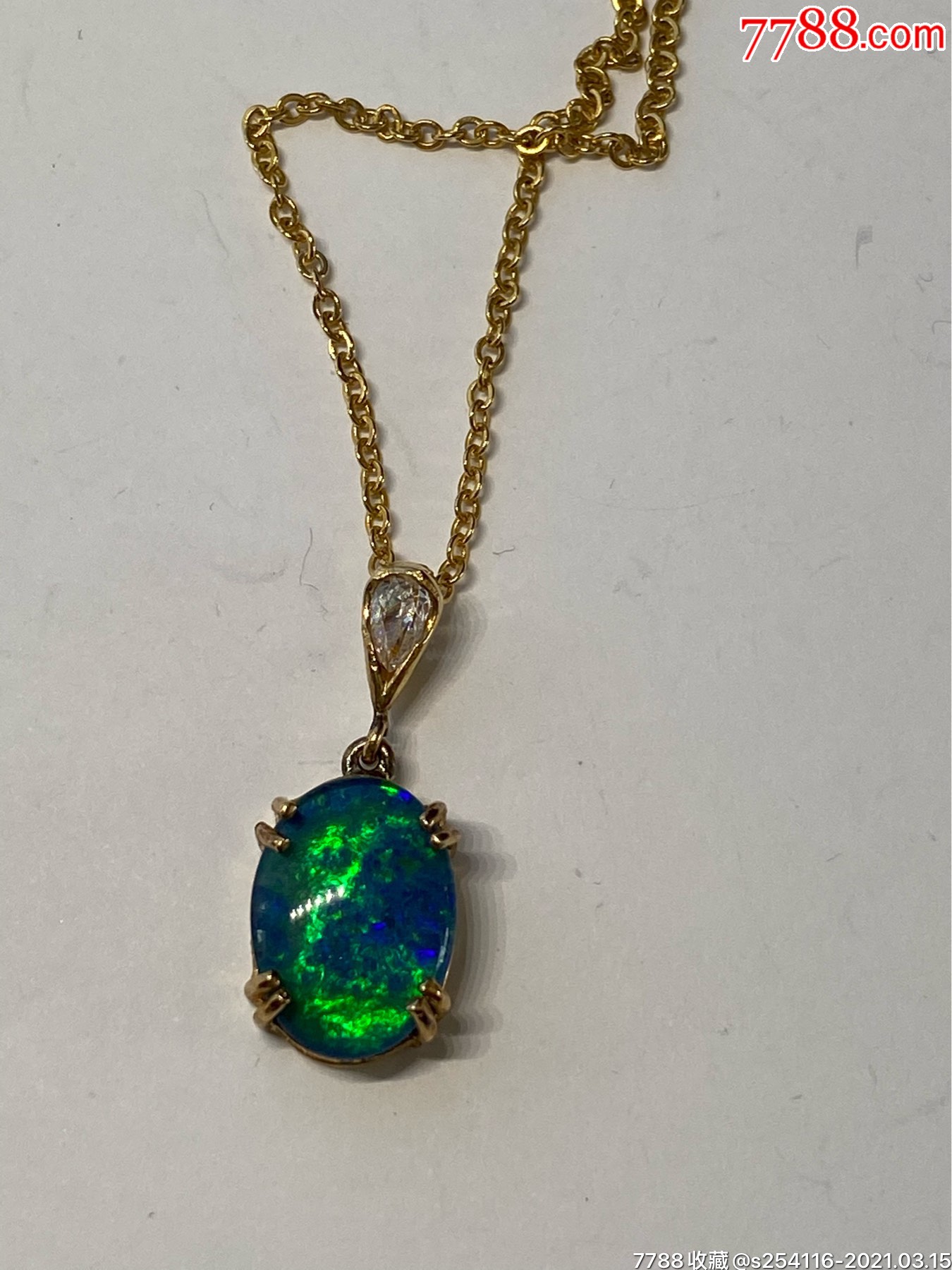 日本精制天然欧泊石项链k18gp项链坠10165mm重339克特价180包