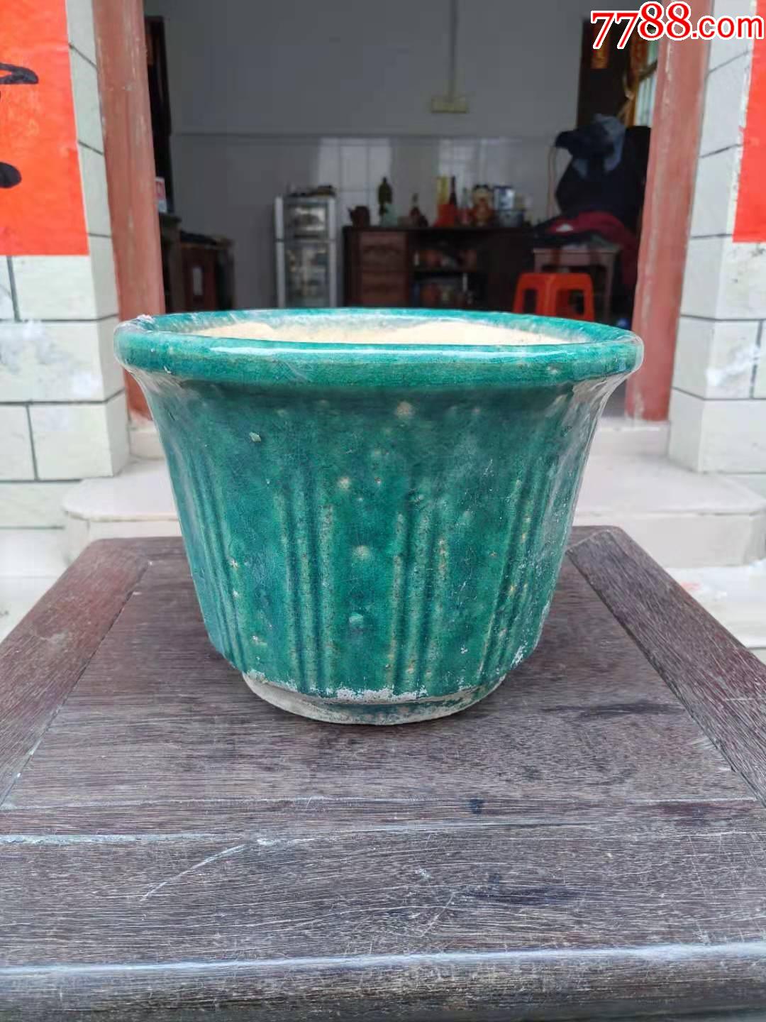 "商品>>>>￥25010品99一个文革老石湾鼓钉绿釉花盆