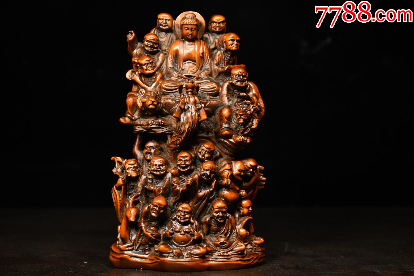 精品黄杨木十八罗汉摆件