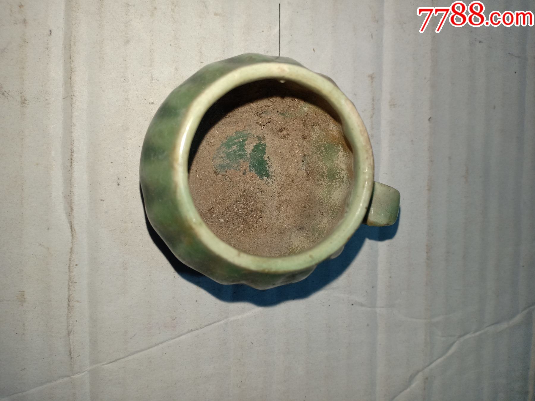 库建国后绿釉瓜棱鸟食罐6535cm