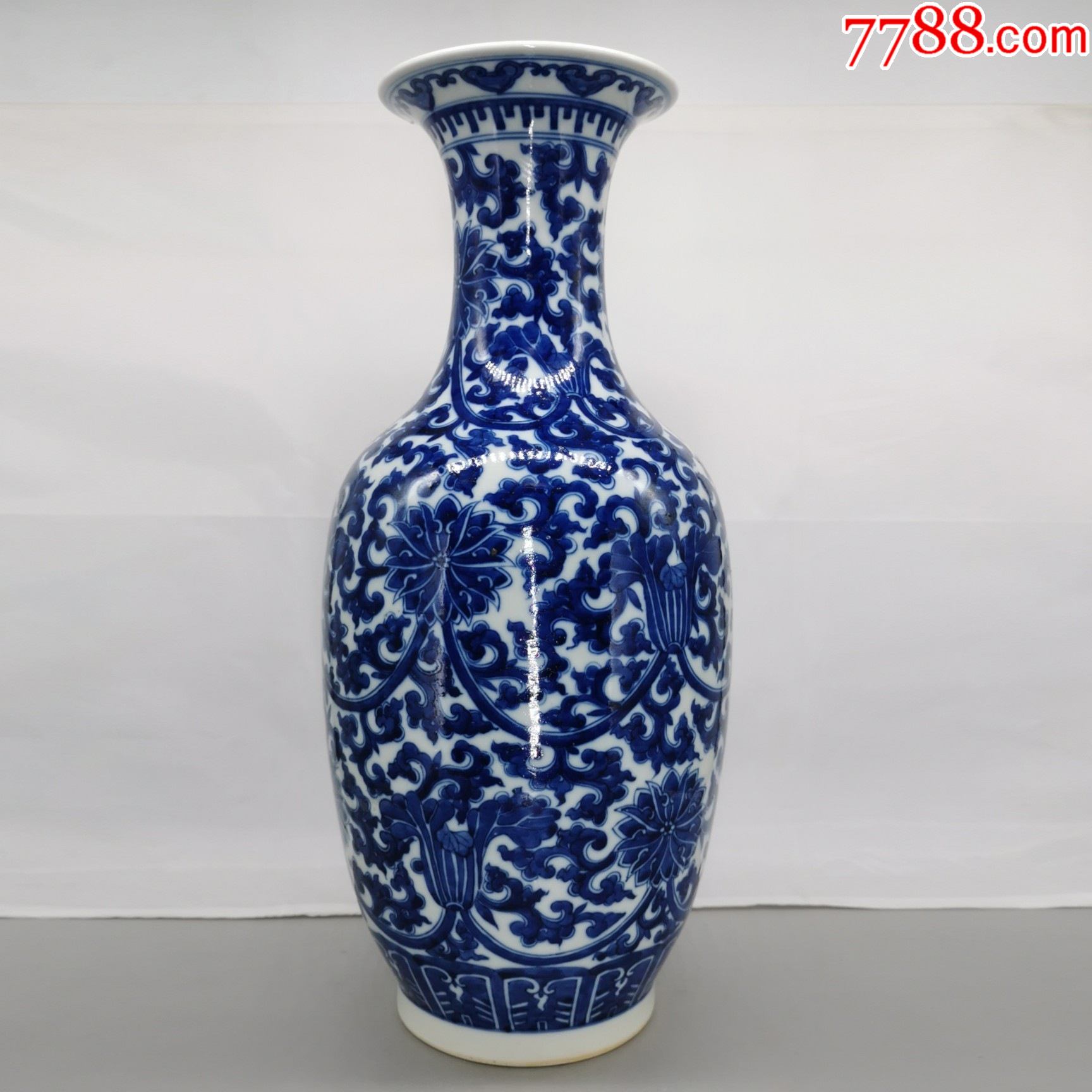 晚清缠枝莲纹青花瓶-青花瓷-7788陶瓷
