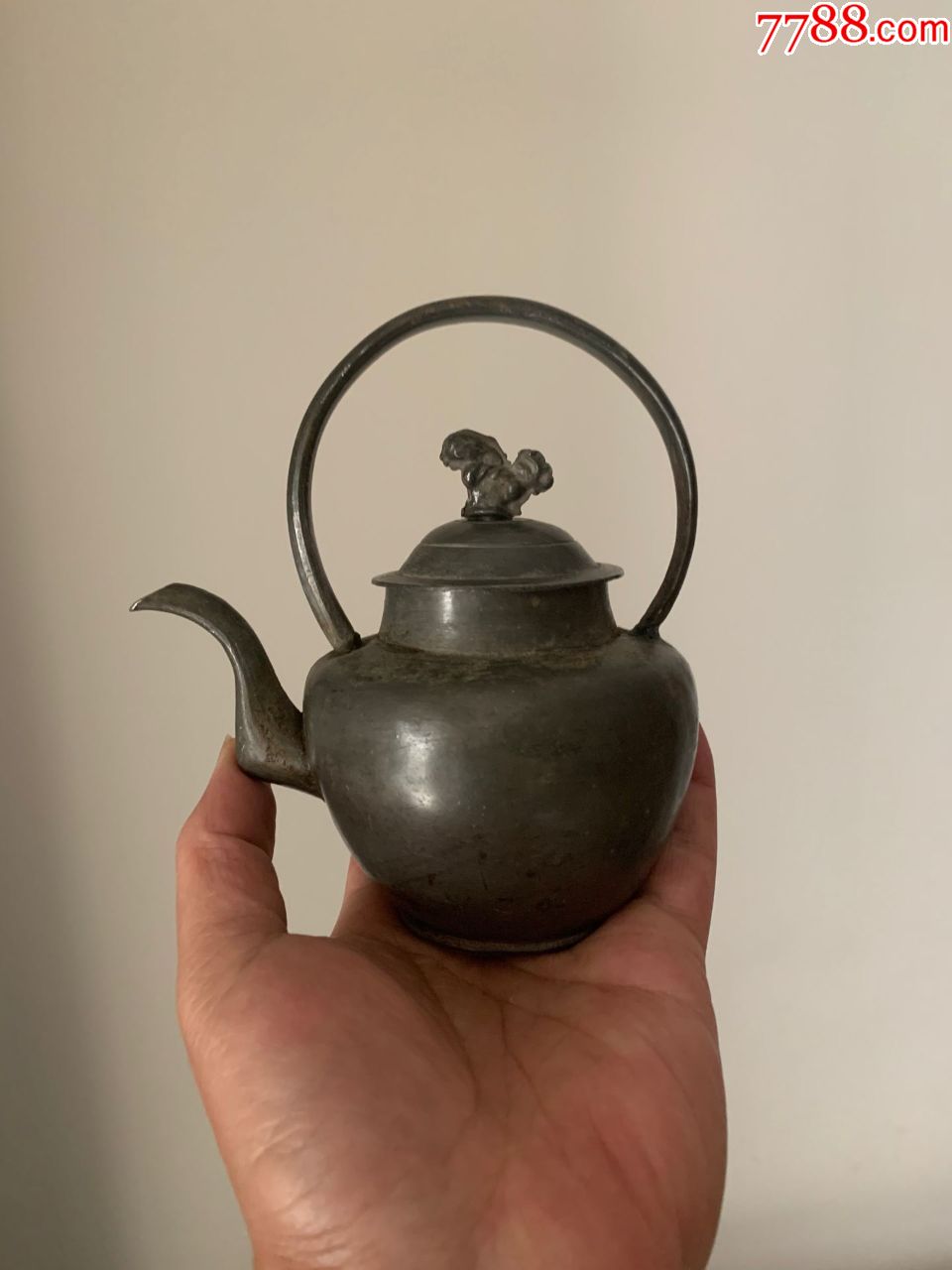 清代【提梁兽钮素面酒壶】_锡壶/锡器【桑子靓号】_第4张_7788铜器