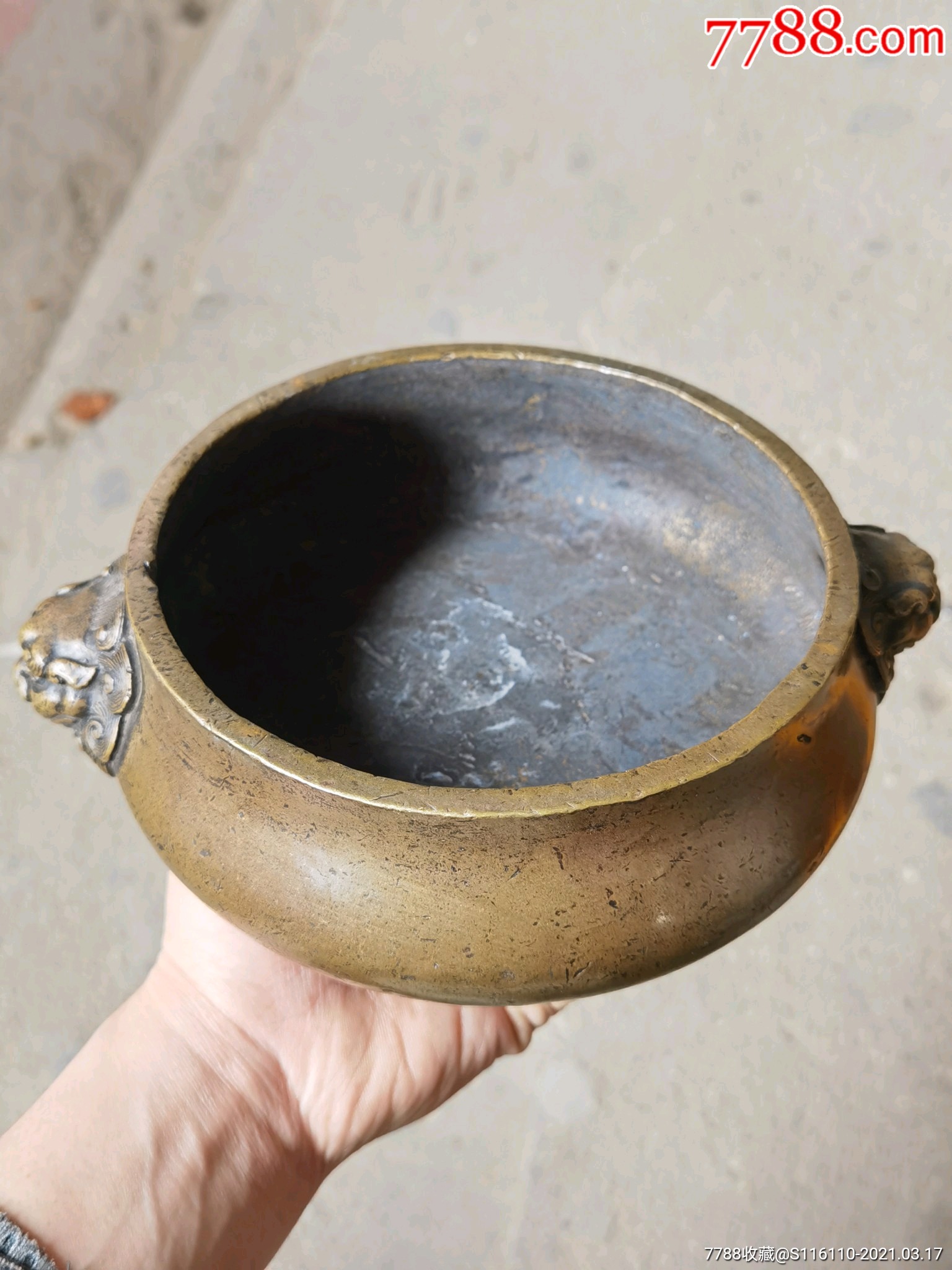 传世包浆铜香炉,带磕碰划痕流通使用痕迹