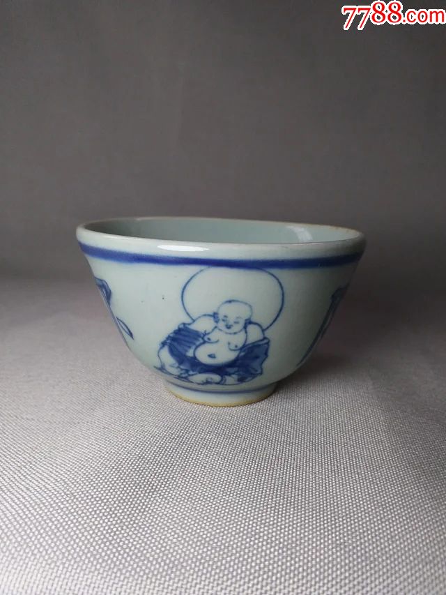 现代青花罗汉人物字纹瓷杯-老瓷碟盖杯碗罐壶锅缸盒灯盏塑像章板盘勺盂瓶筒盆像瓶盆-价格:180元-se78948128-青花瓷-零售-7788 ...