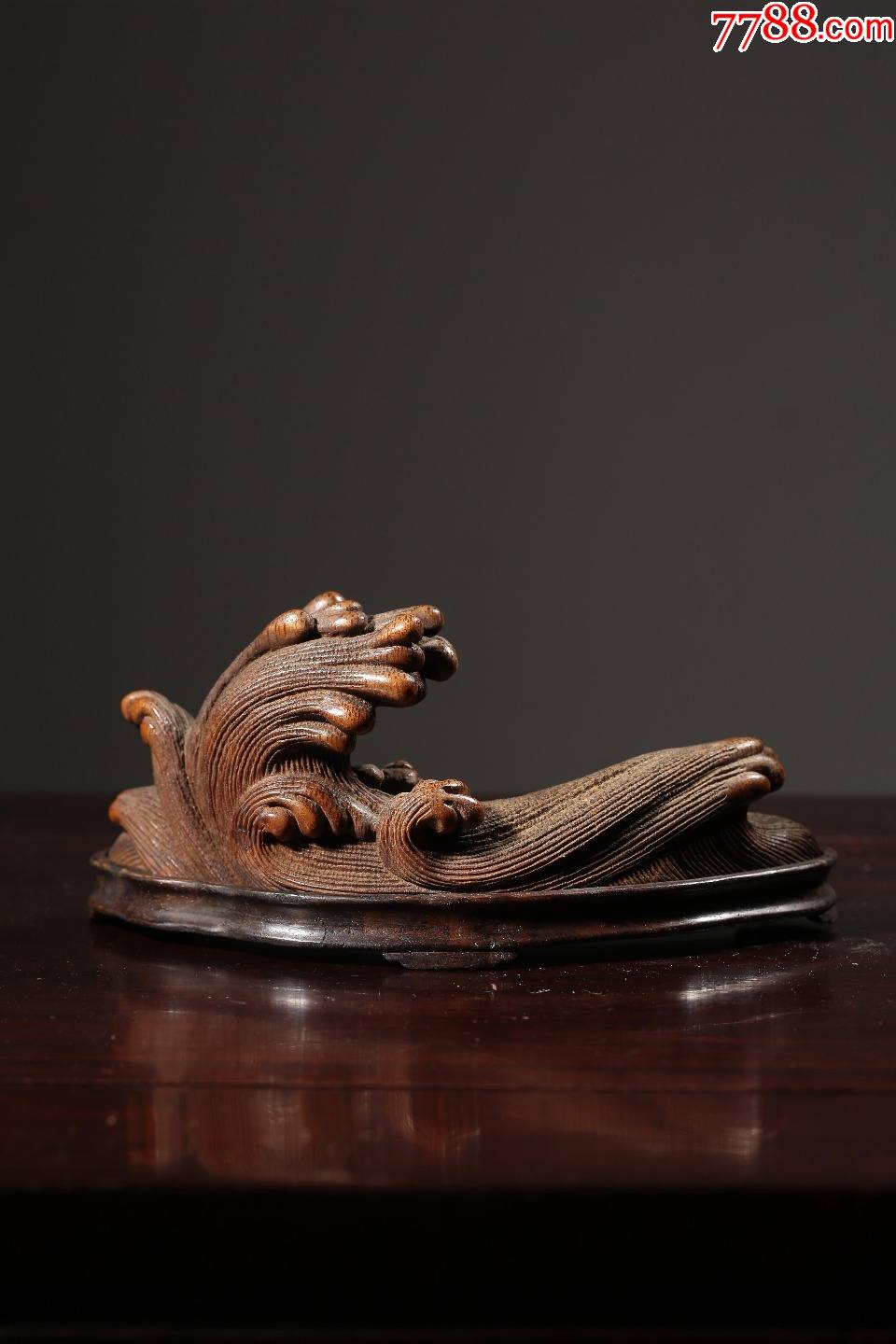 清竹雕海浪纹文房笔架