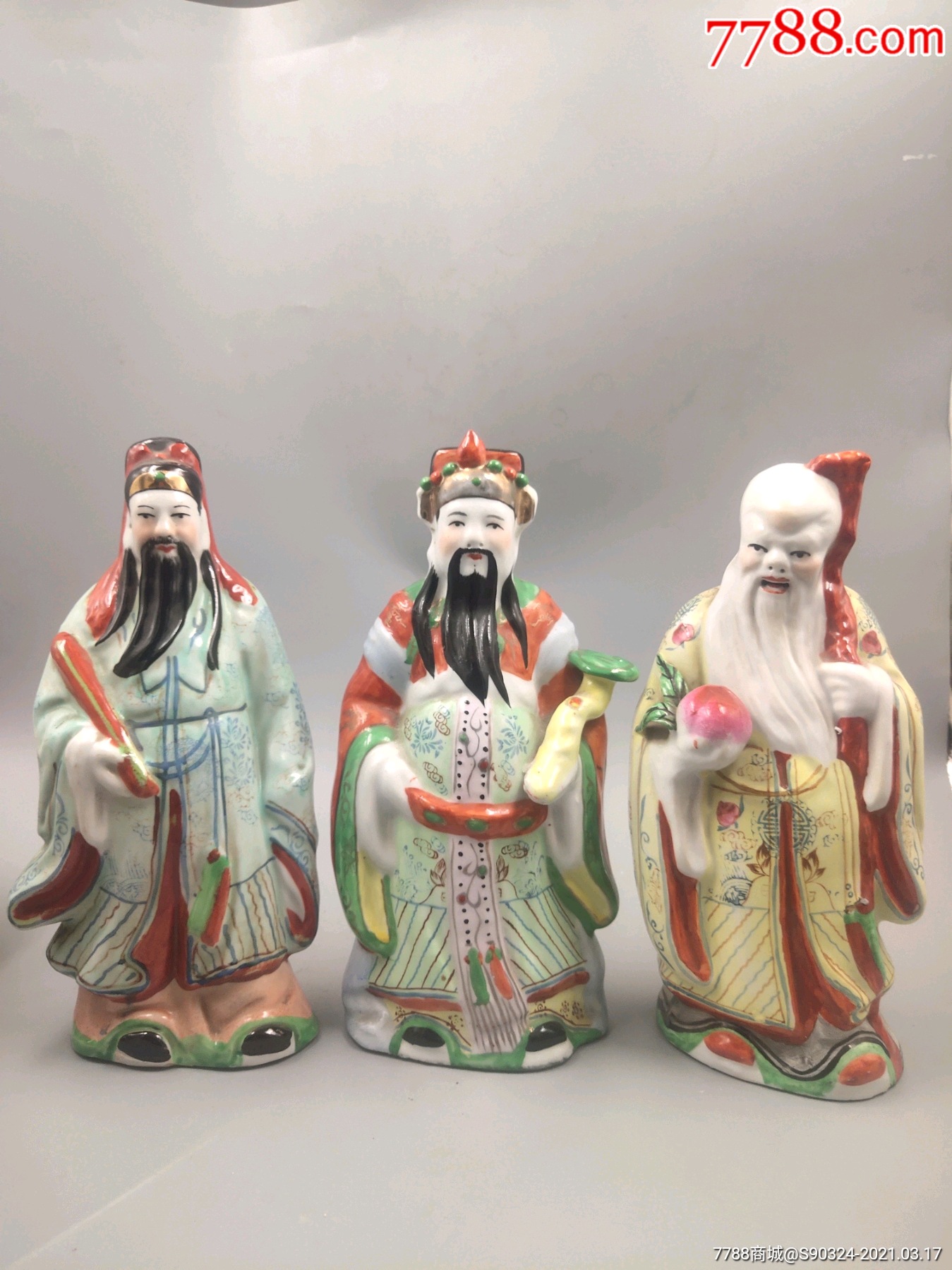 精美567景德镇福禄寿三星人物摆件