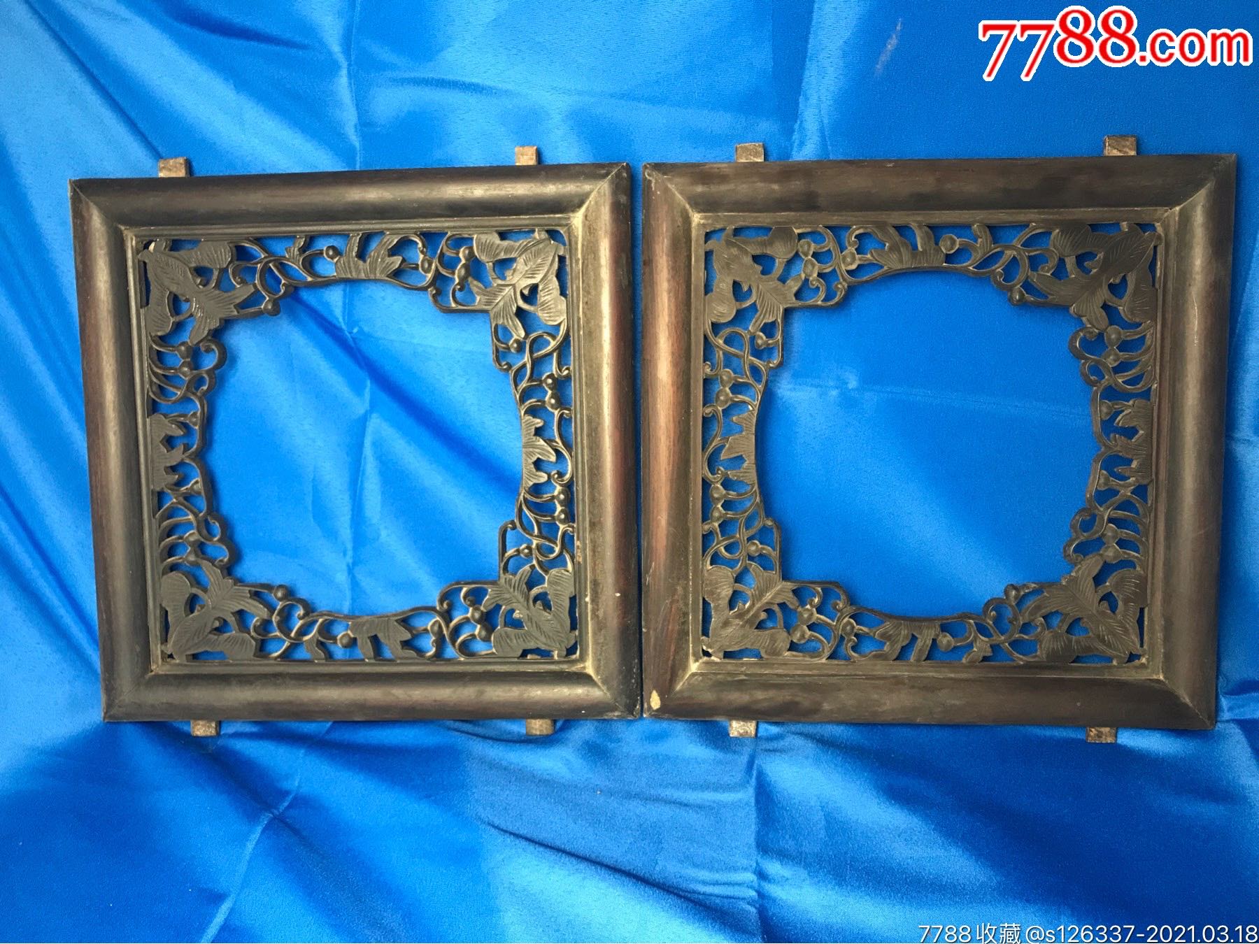 清代大红酸枝"福寿延绵""多子多孙"苏工精雕花板一对,尺寸38*38*4厘米