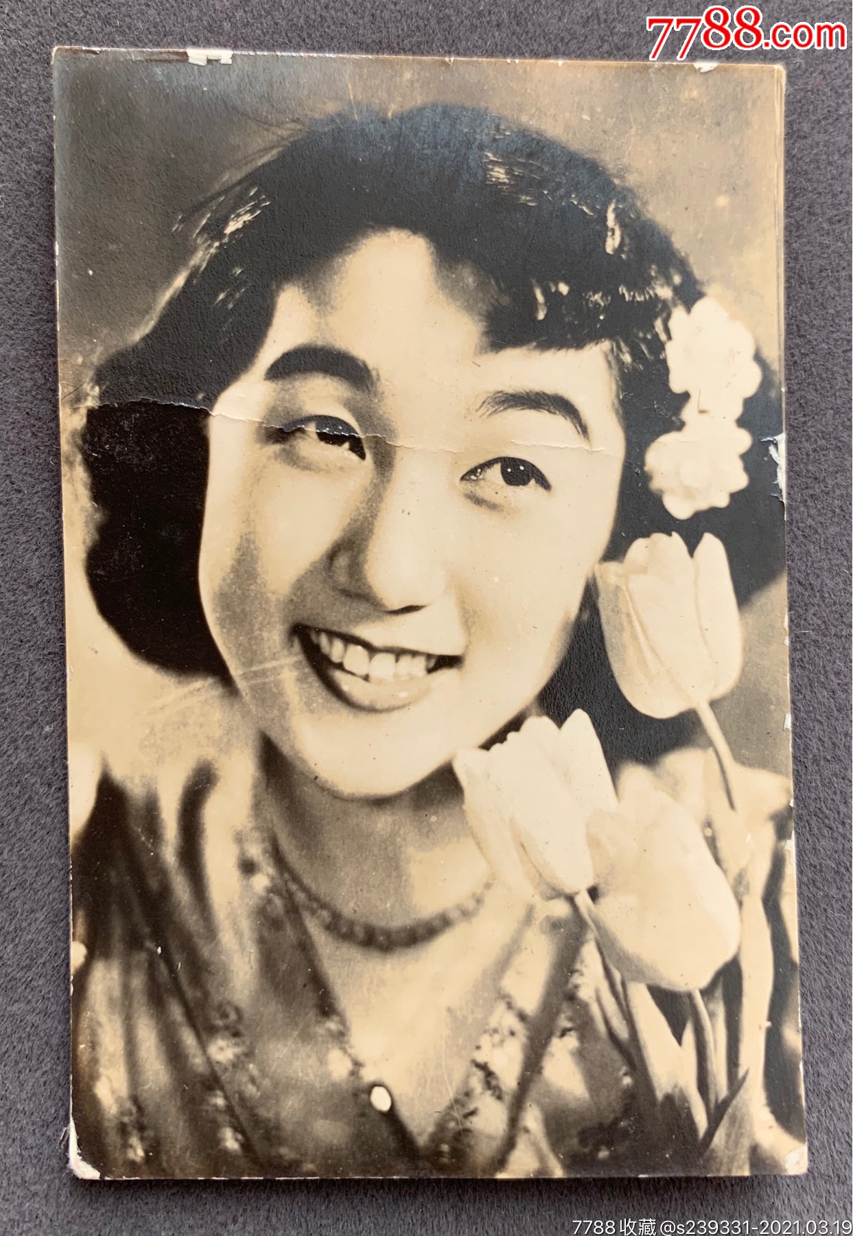 早期日本女影星三浦光子银盐剧照一枚相纸较厚银盐漂亮