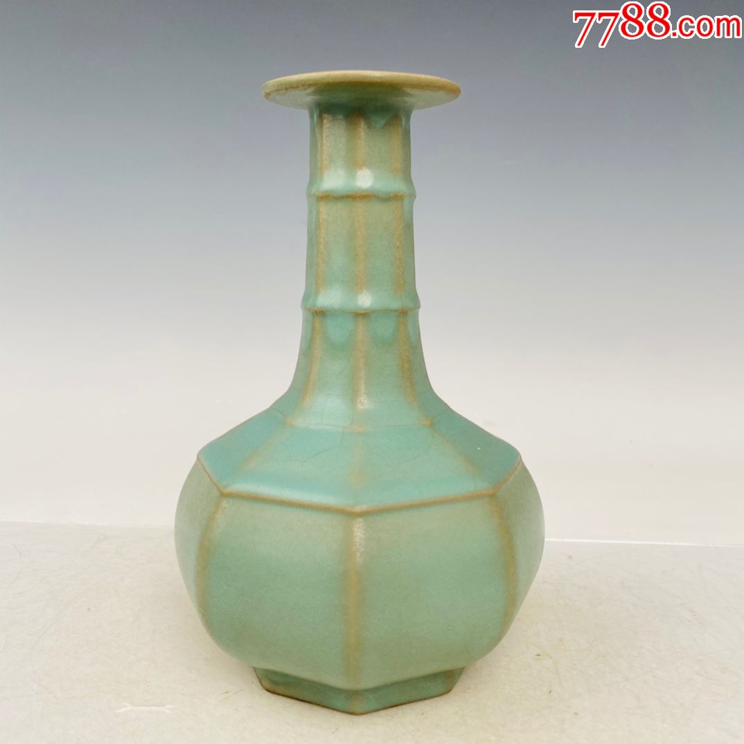 汝瓷故宫编号八棱瓶现代工艺品高205厘米直径14厘米