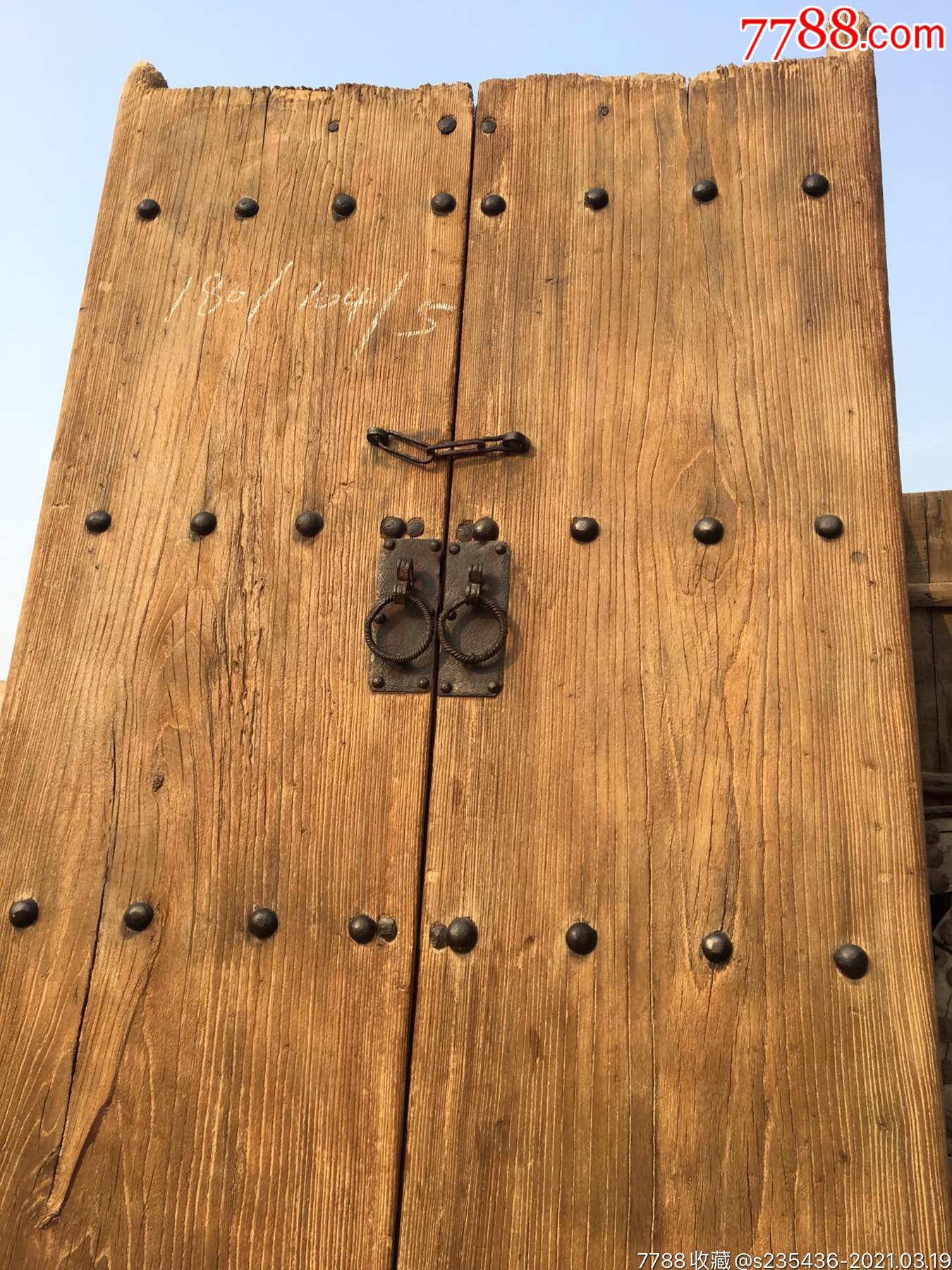 清代,地主独板榆木大门,尺寸如图,纹理漂亮,正常使用-木门窗-7788木艺