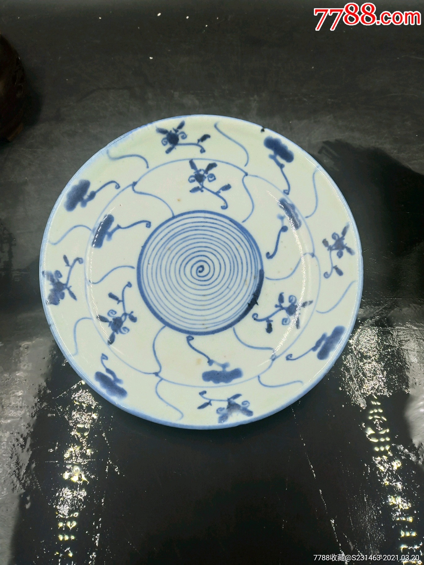 雍正青花双面灵芝纹盘_青花瓷_第1张_7788奇石收藏