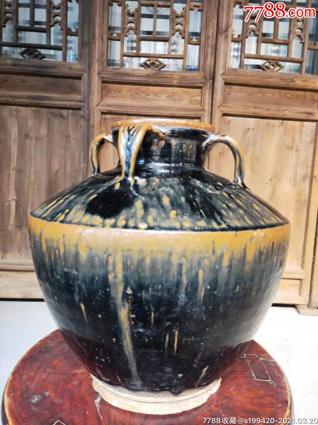 清代四耳酒坛里外挂柚包老全品