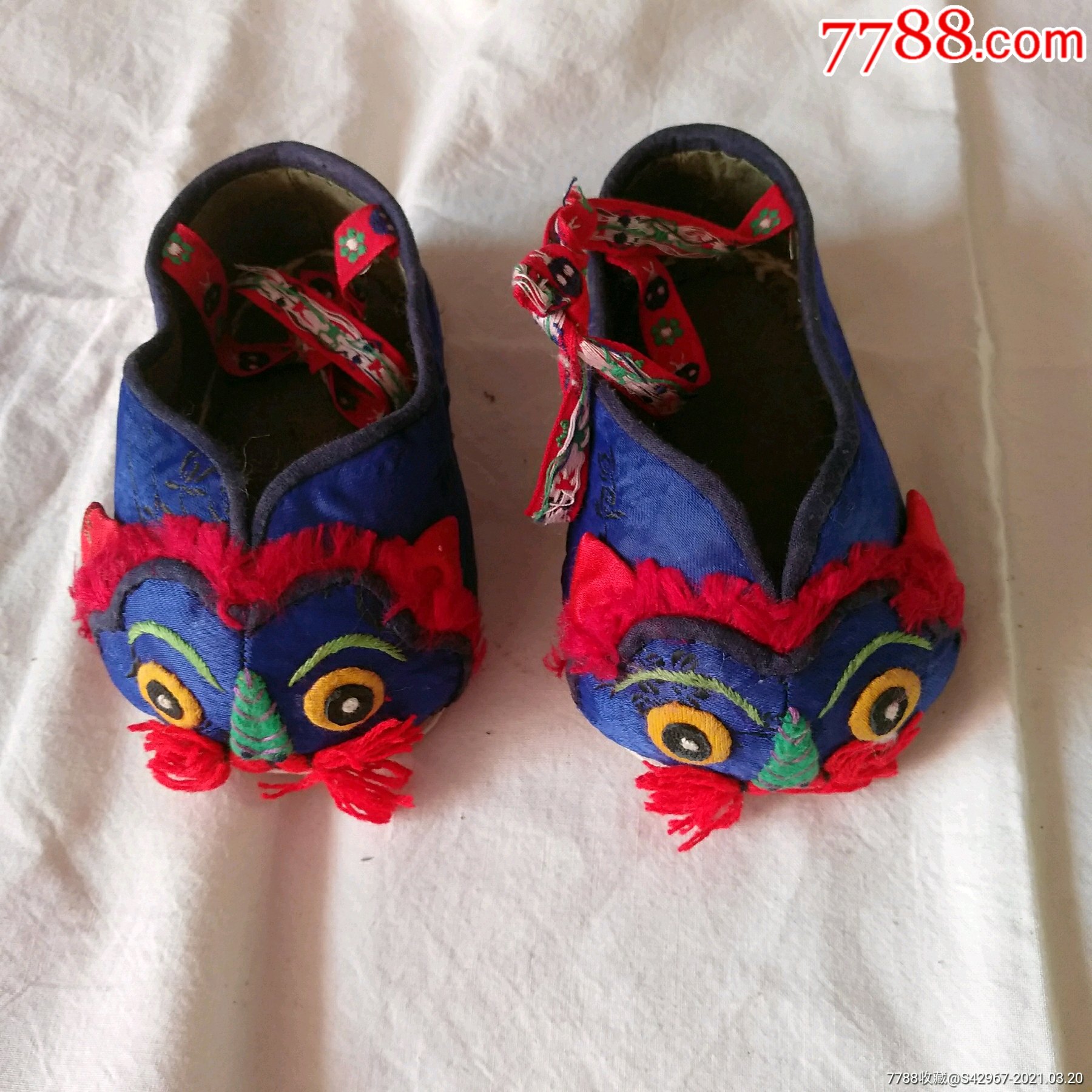 虎头布鞋绿里兰绸布