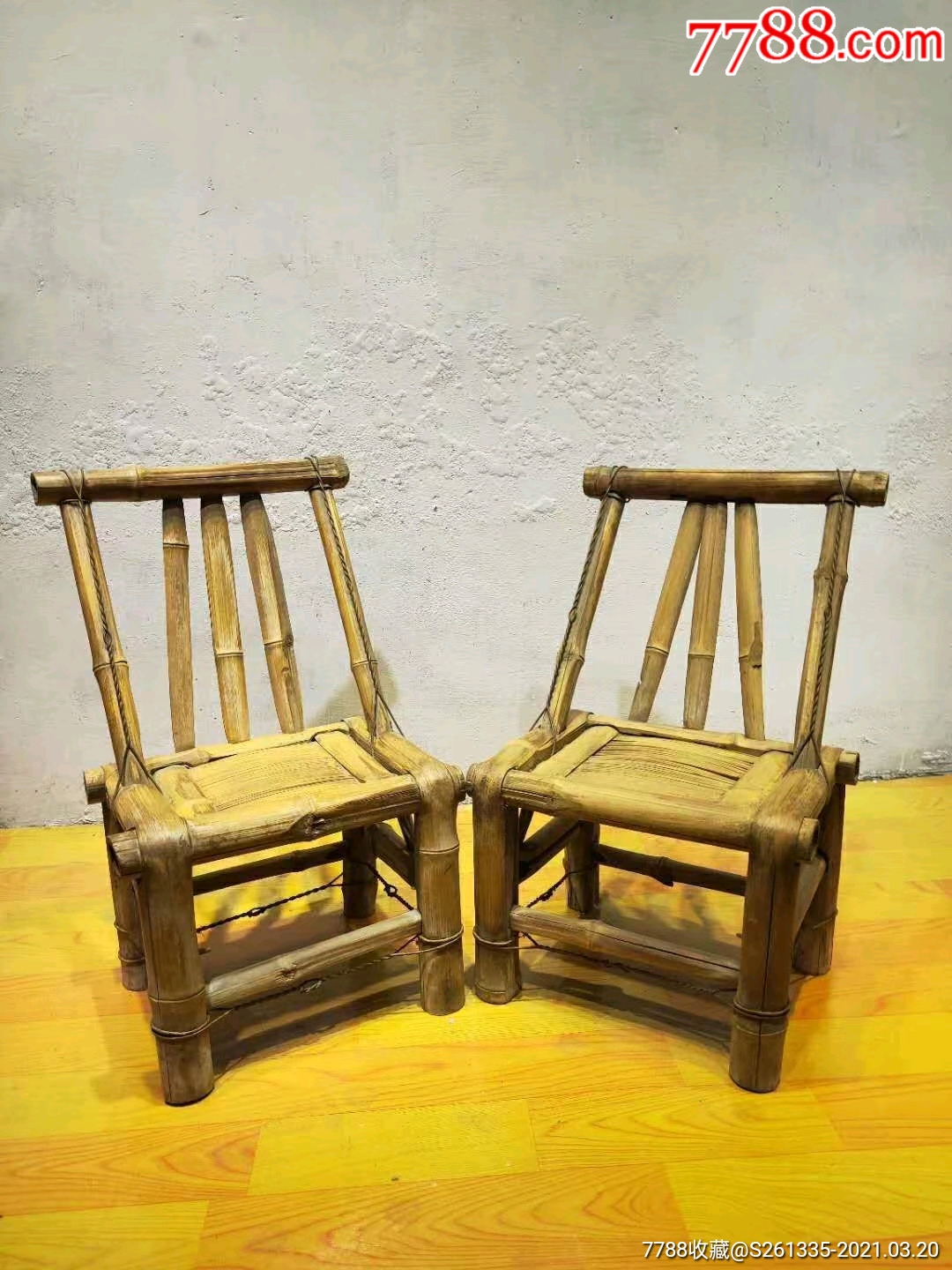 精品竹椅一对全品无松动