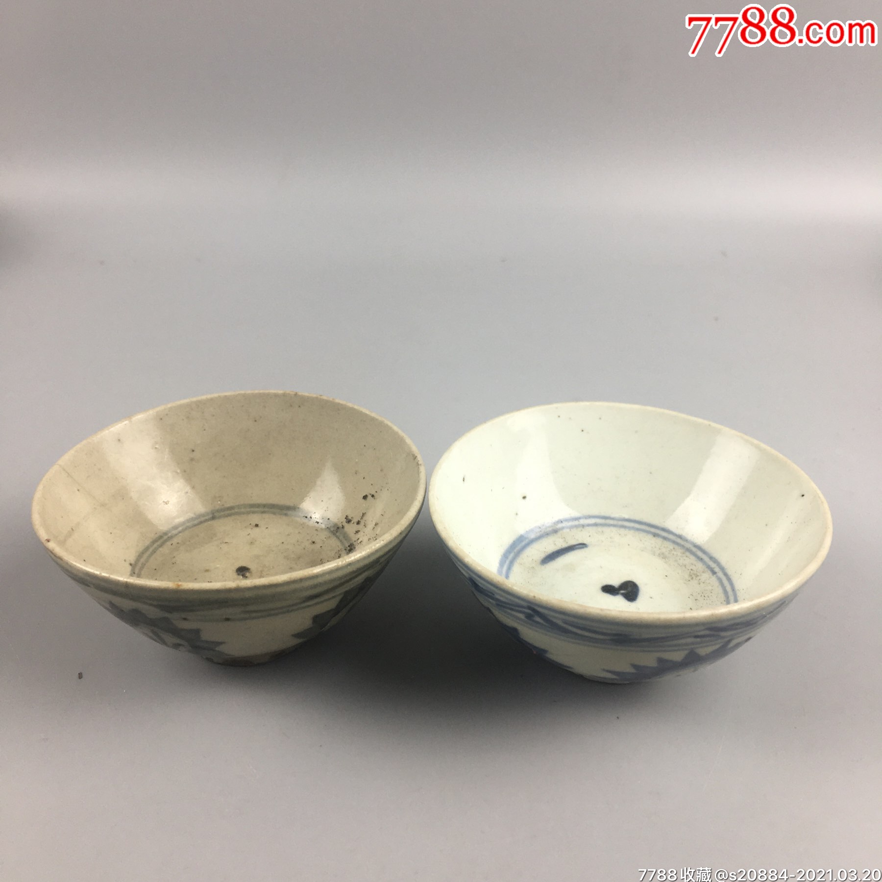 清代小茶碗一对