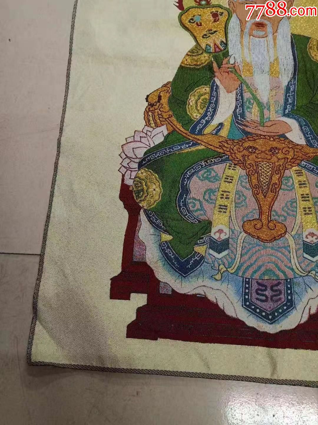 灵宝天尊道家三清祖师太上老君布质刺绣