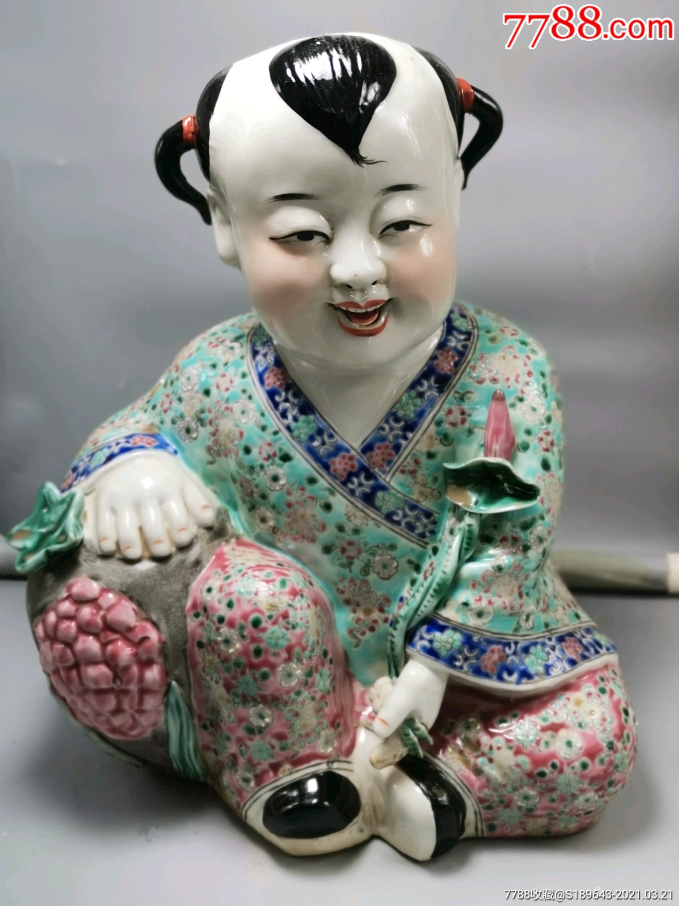 雕塑瓷厂,精品粉彩吉祥童子