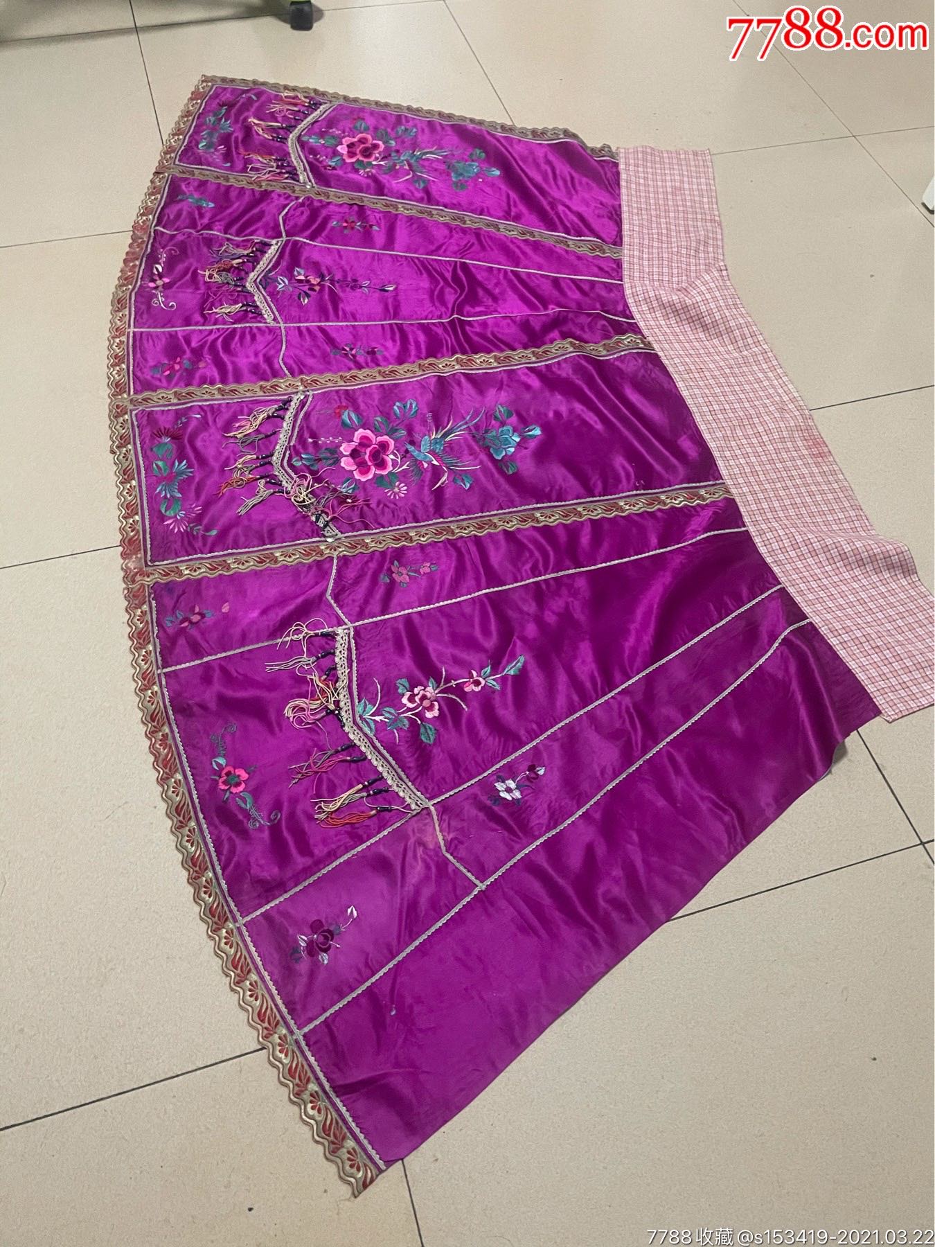 清末民国老绣裙马面裙包老包邮民国凤凰戏牡丹马面裙老绣裙包老包邮