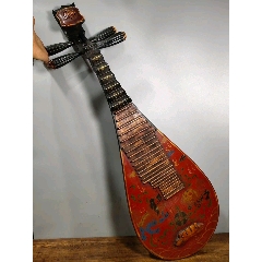 漆器好琵琶一把全手工彩绘制作狮子滚绣球财源滚滚大号漆