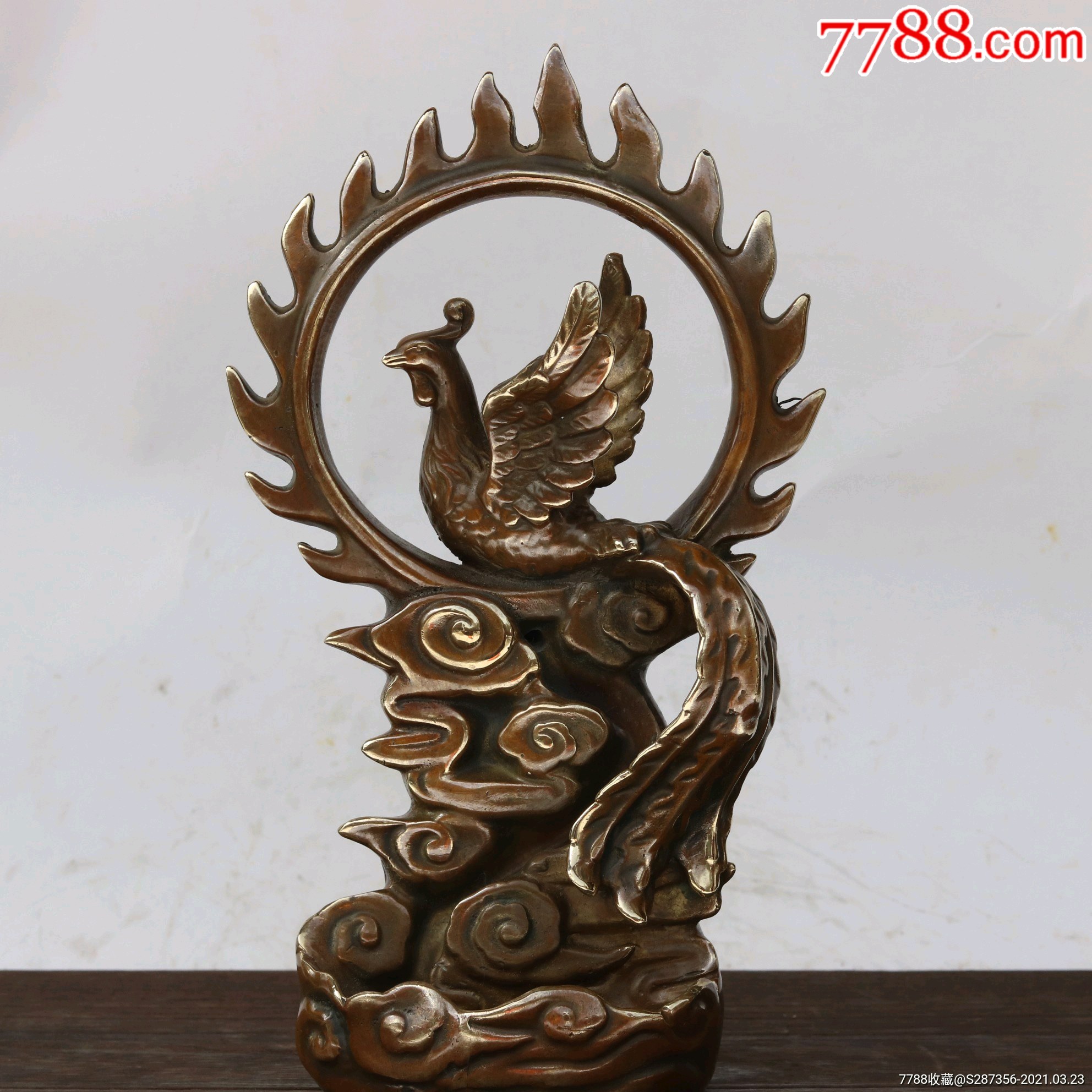 黄铜浴火重生火凤凰摆件,不议价