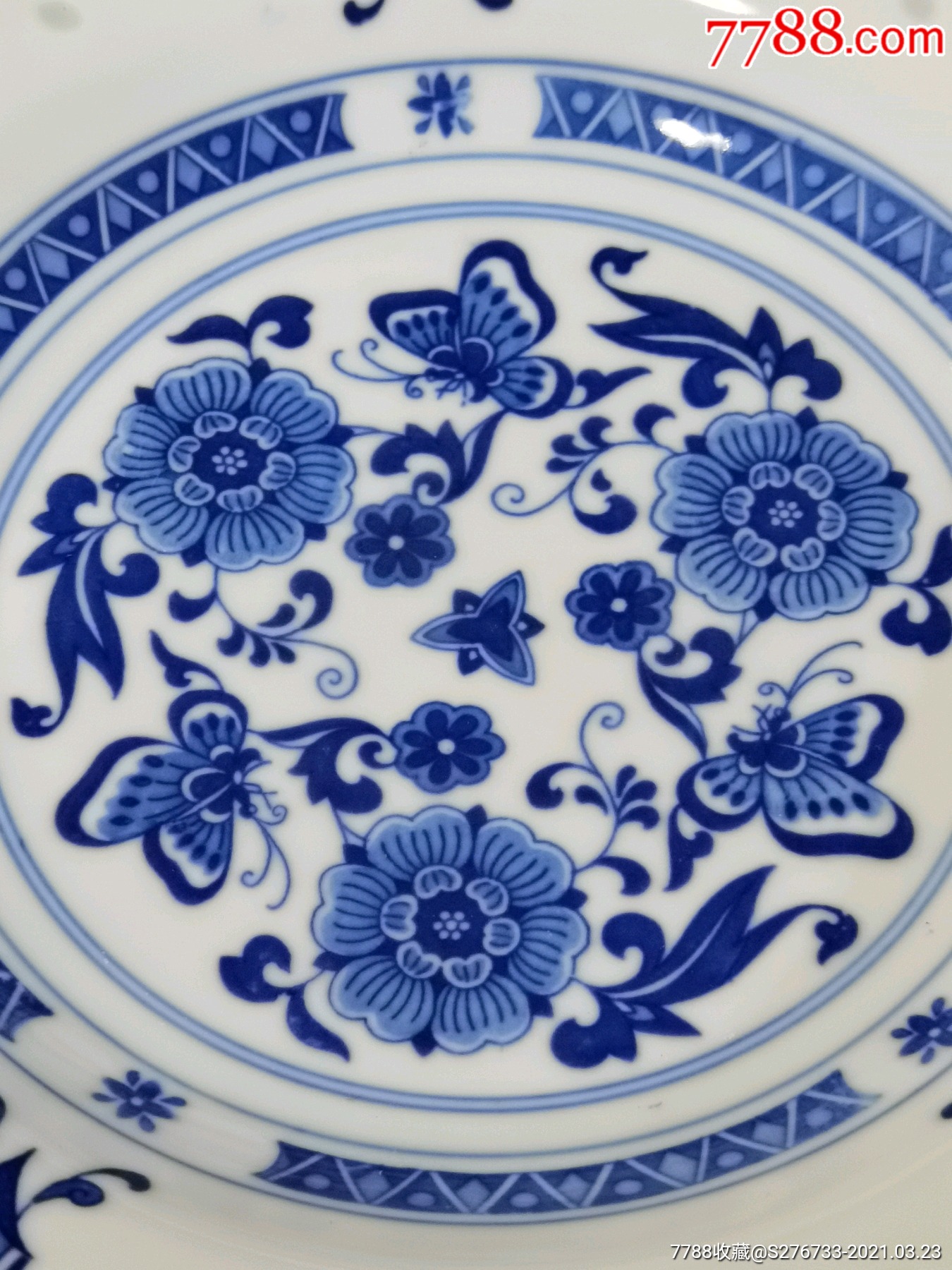 青花玲珑蝶恋花折腰盘
