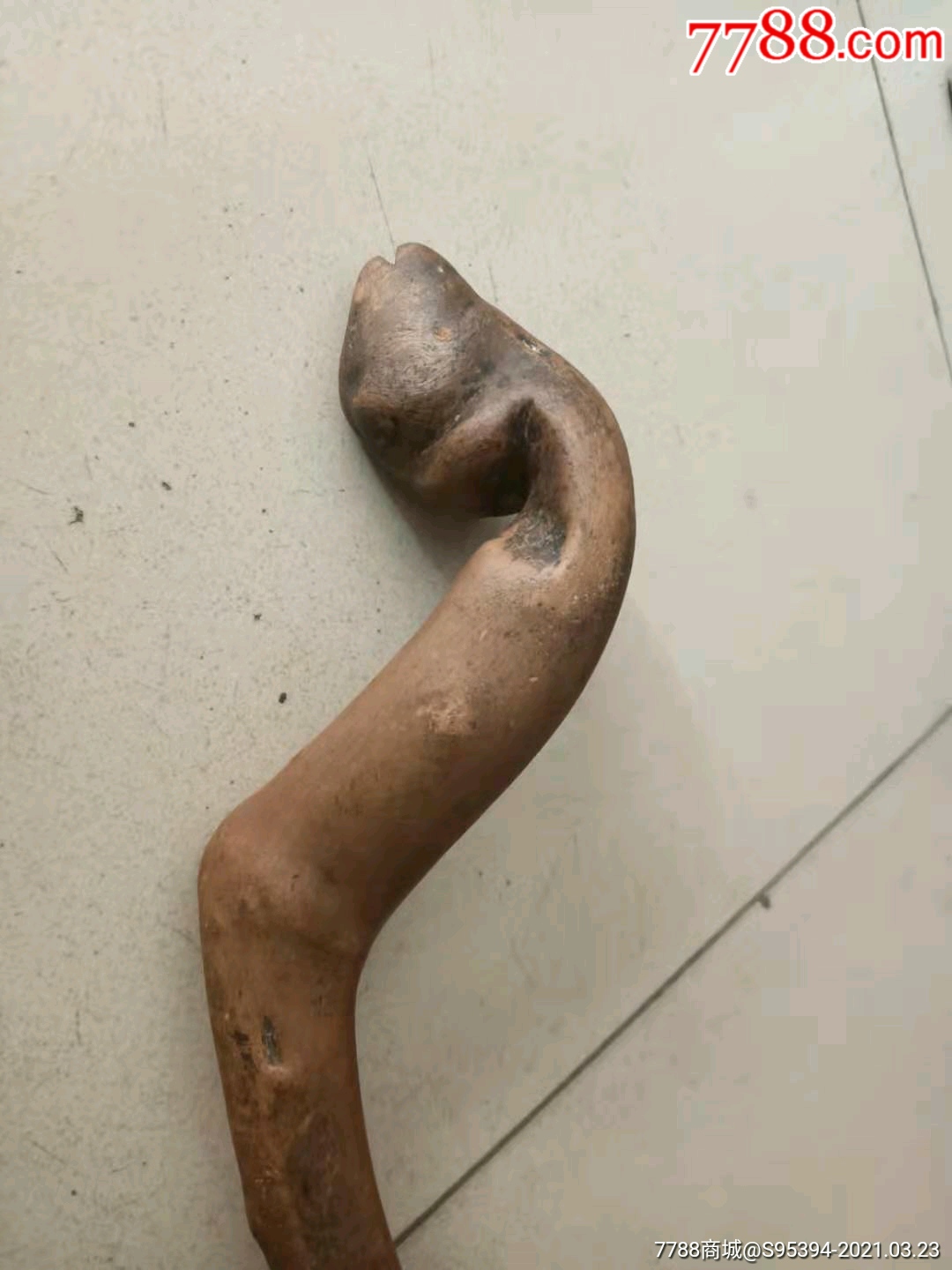 清代民俗蛇形拐杖高99cm