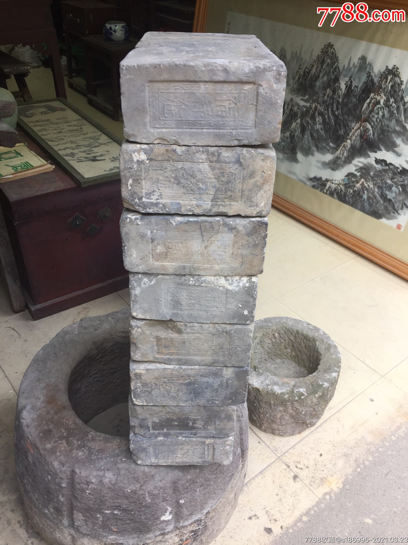 明清青砖共8块可磨砚金砖京砖