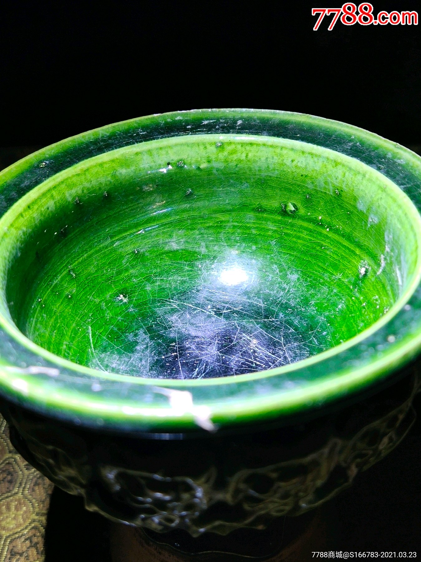 绿釉莲花高足杯