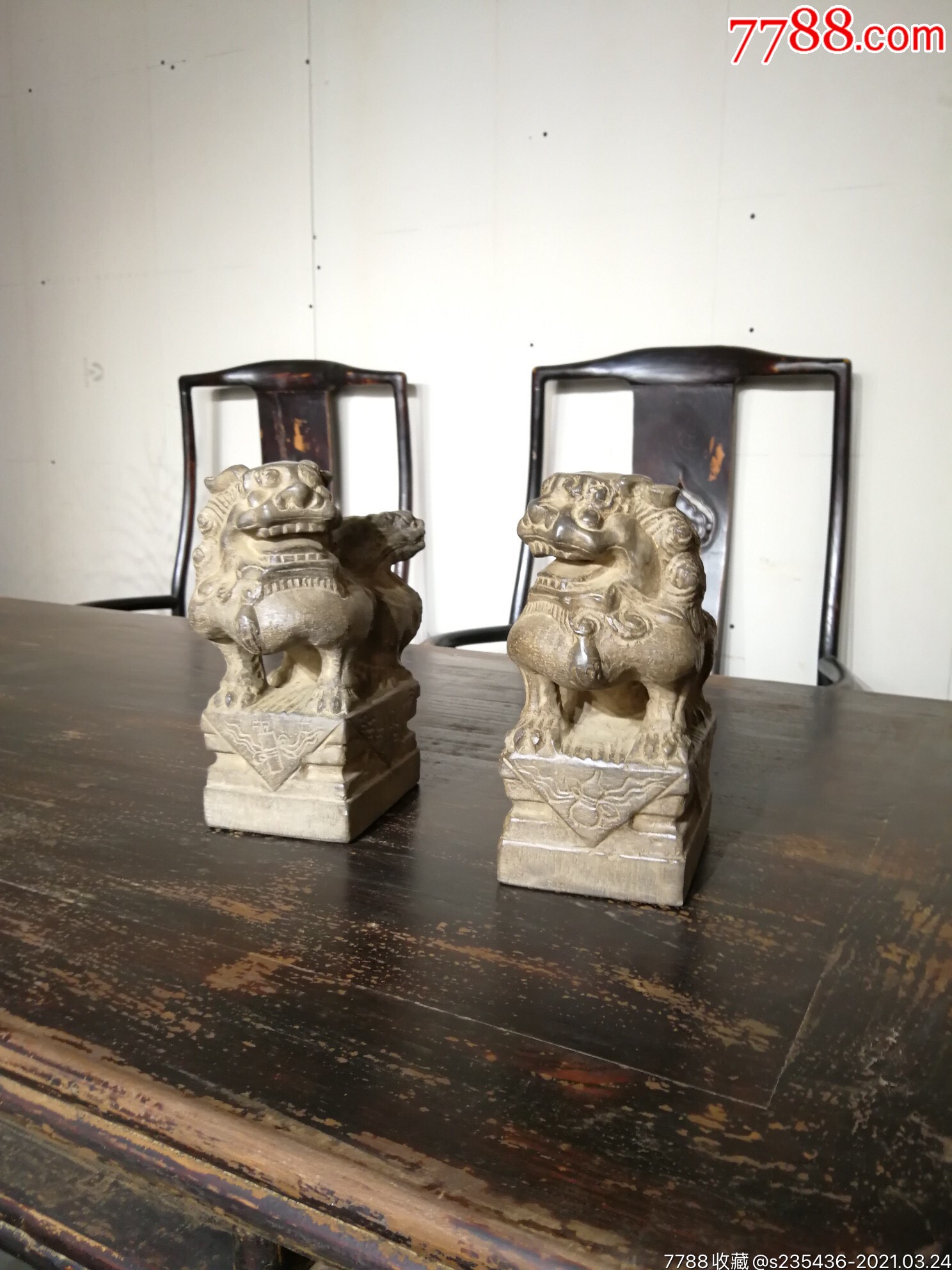 清朝,案头狮子一对