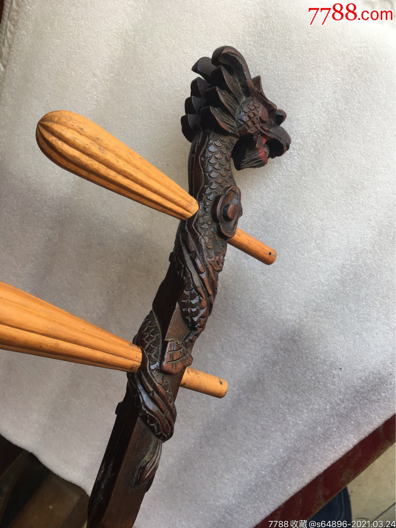 清代海南黄花梨美工龙头龙二胡-二胡/胡琴-7788乐器收藏