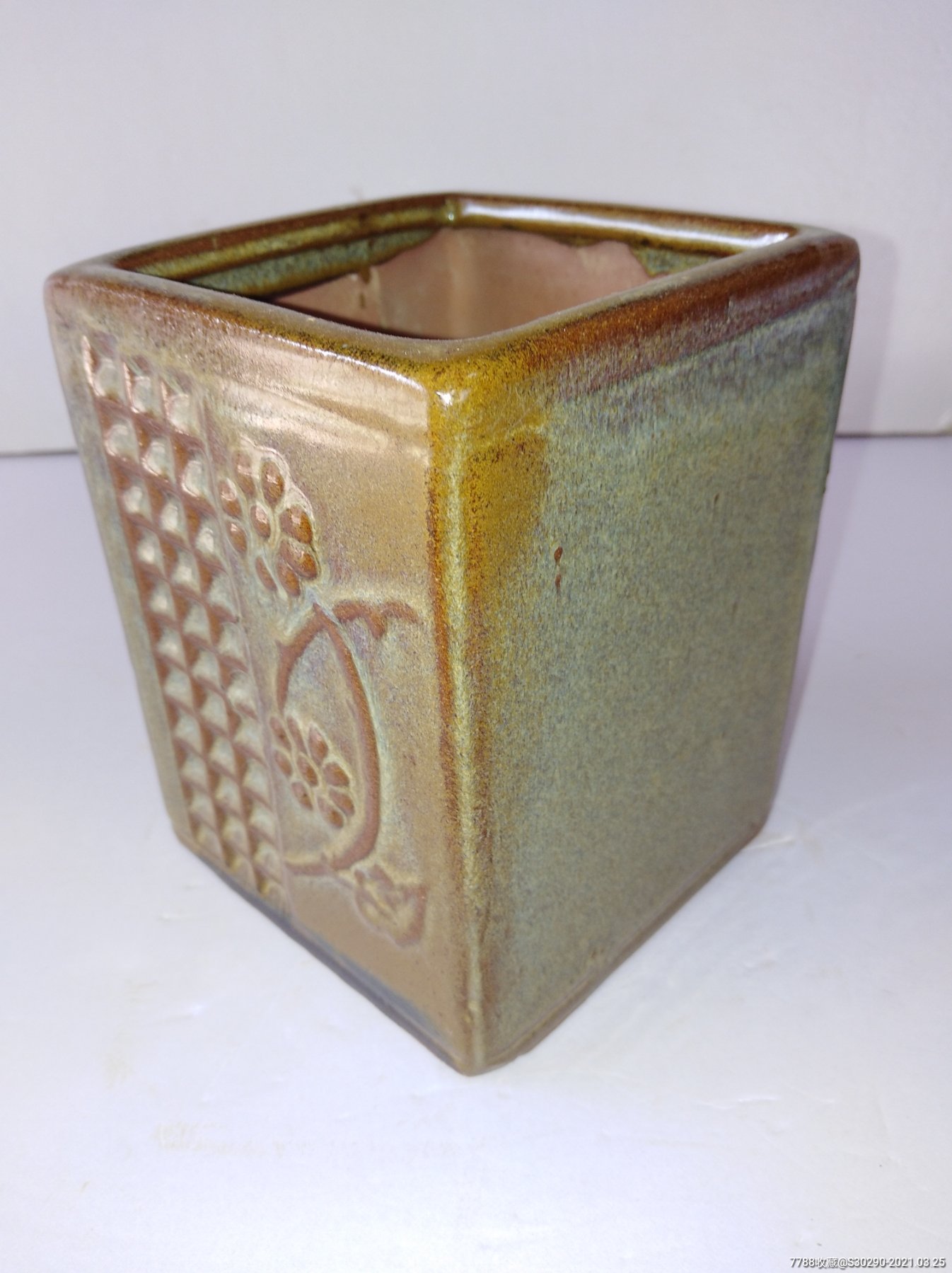 紫砂挂釉方花盆