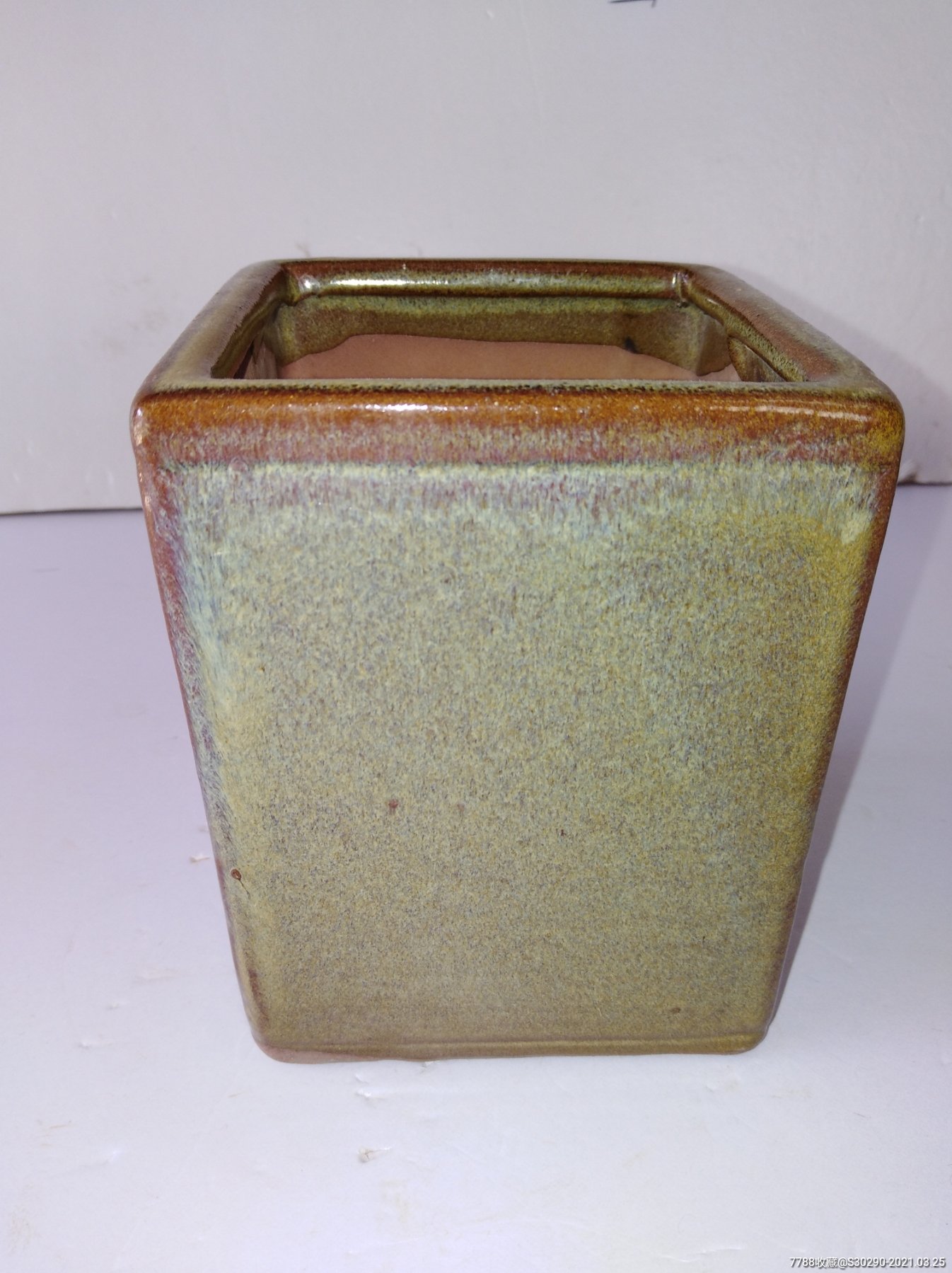 紫砂挂釉方花盆