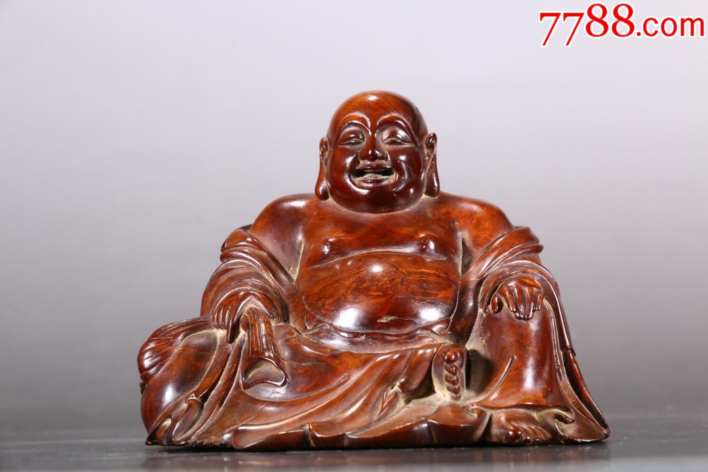 清代黄花梨雕弥勒佛摆件