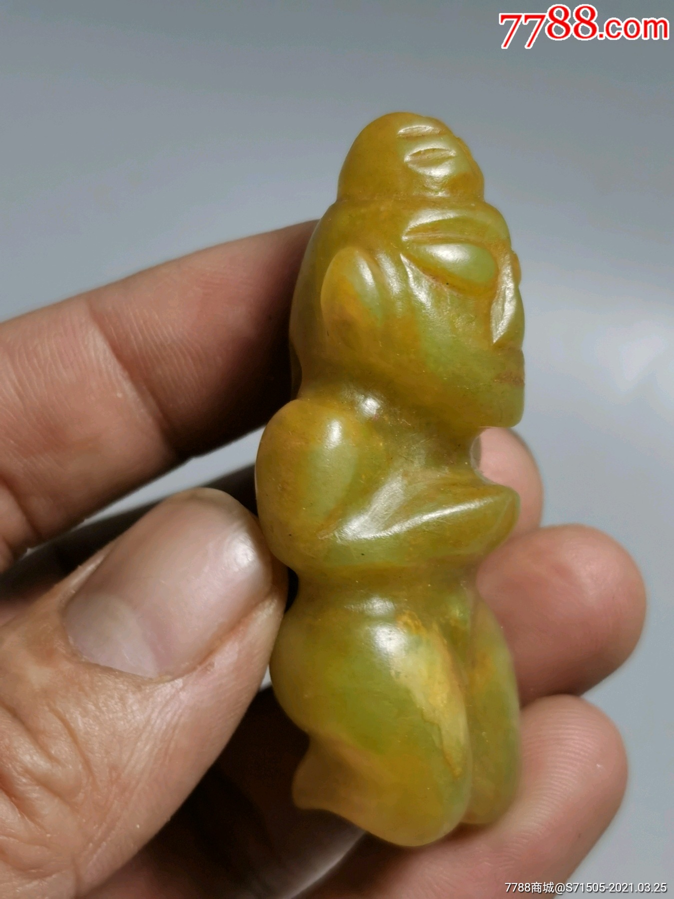 以前乡下收的老黄玉人,包浆浓厚,风化明显