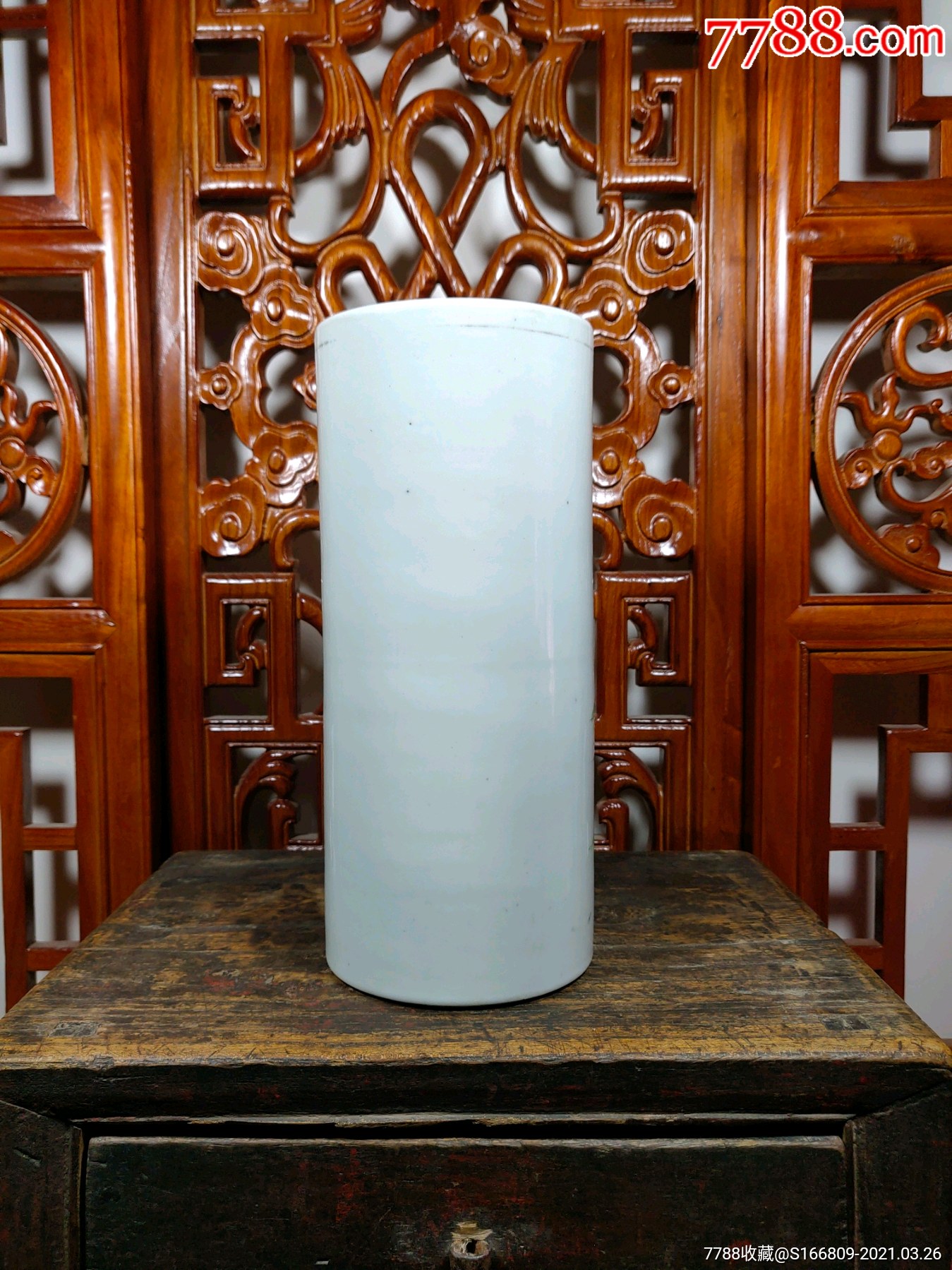 晚清民国名家徐万顺粉彩人物帽筒老瓷器