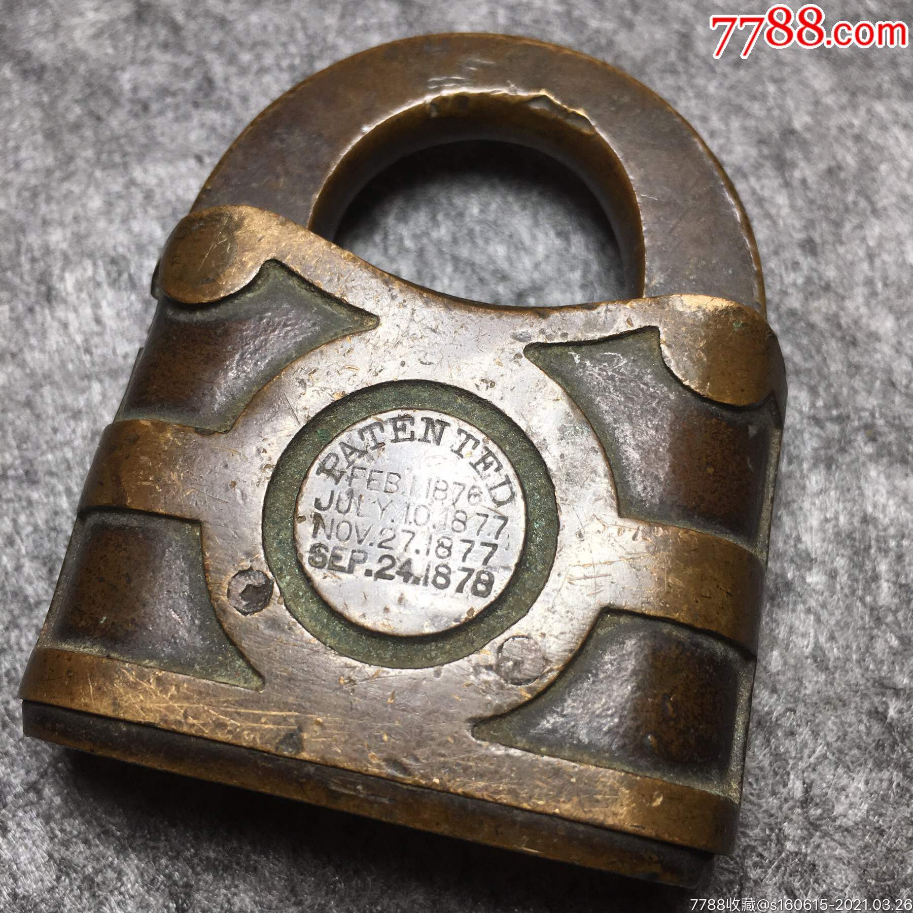 清代老铜锁19世纪美国老铜锁外国锁西洋古董老铜器老铜杂件-铜锁/铜