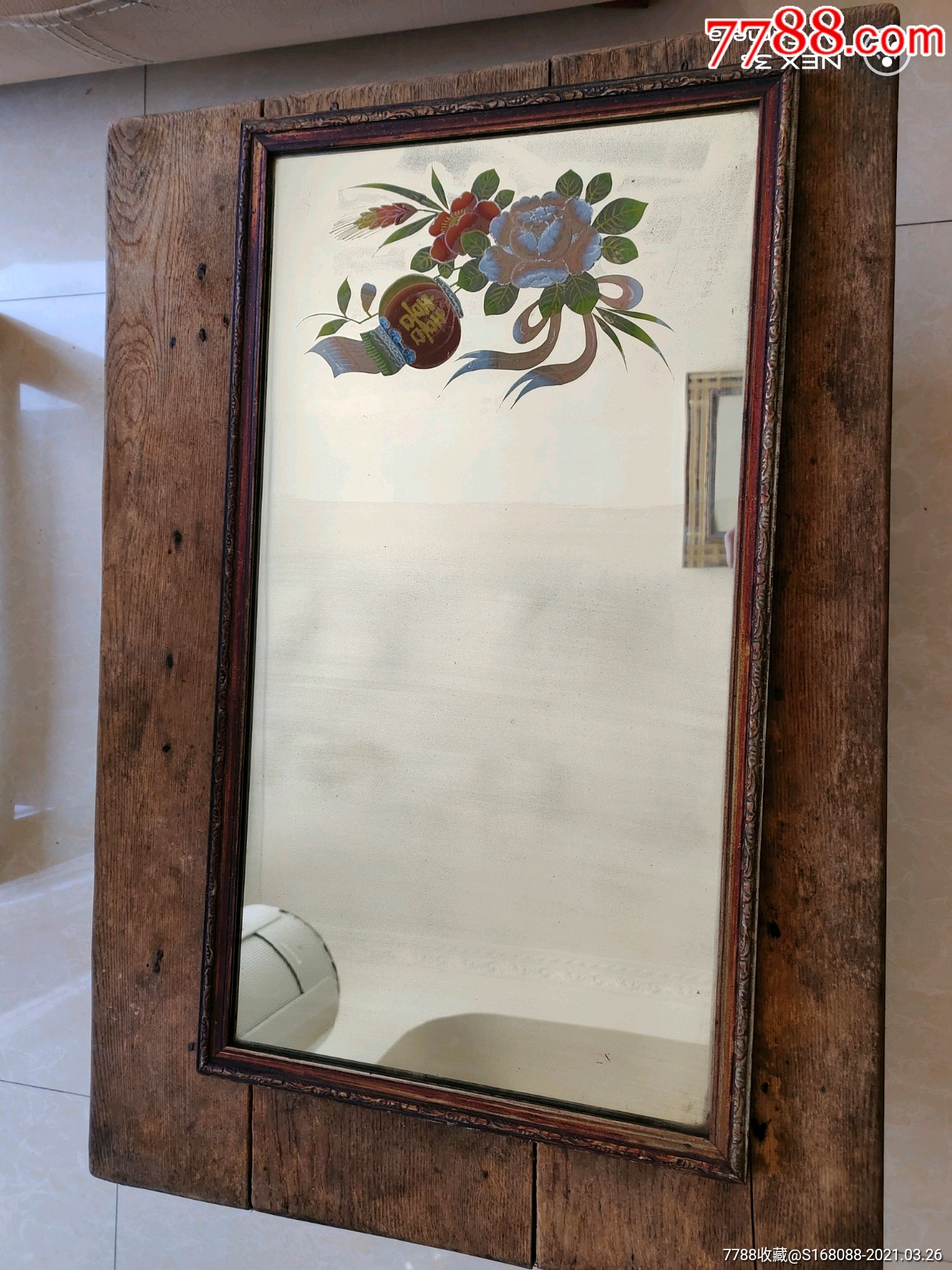 文革时期六七十年代古董老物件红灯双喜文革老镜子老挂镜老式镜子文革