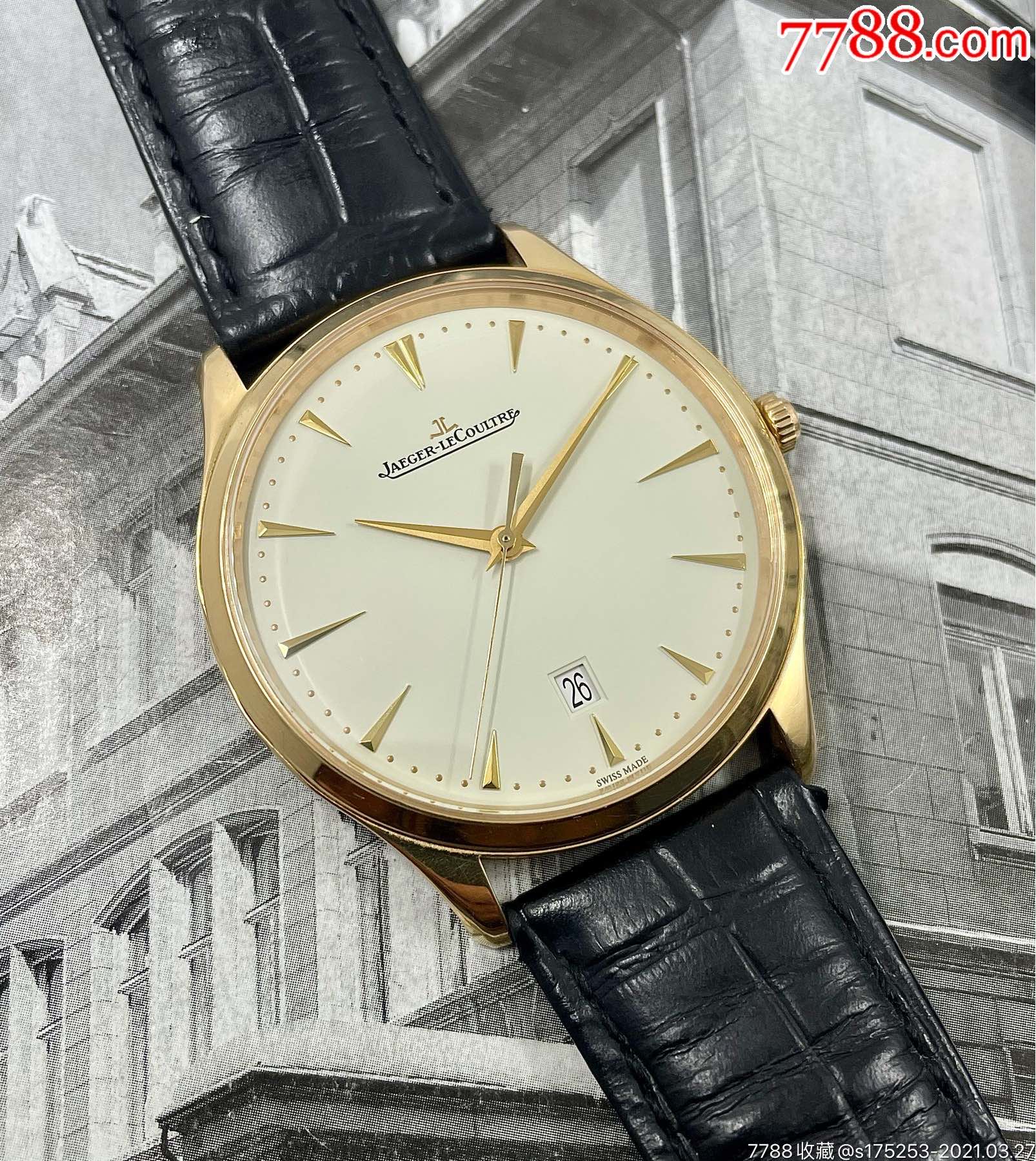 积家大师系列18k玫瑰金自动机械男表