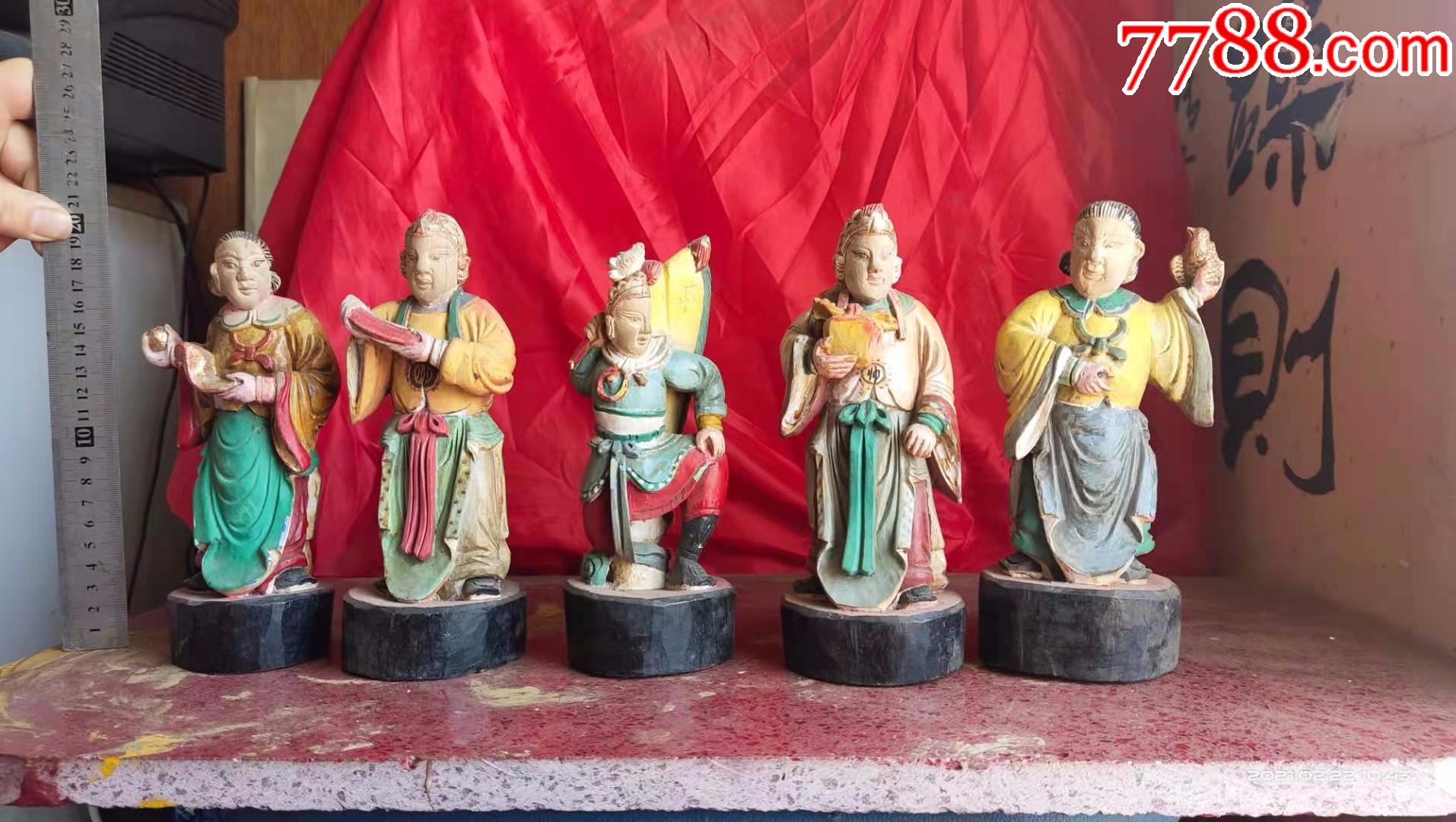 纯手工雕刻老木雕神像菩萨佛像五尊一起出的价格才1000元送包邮