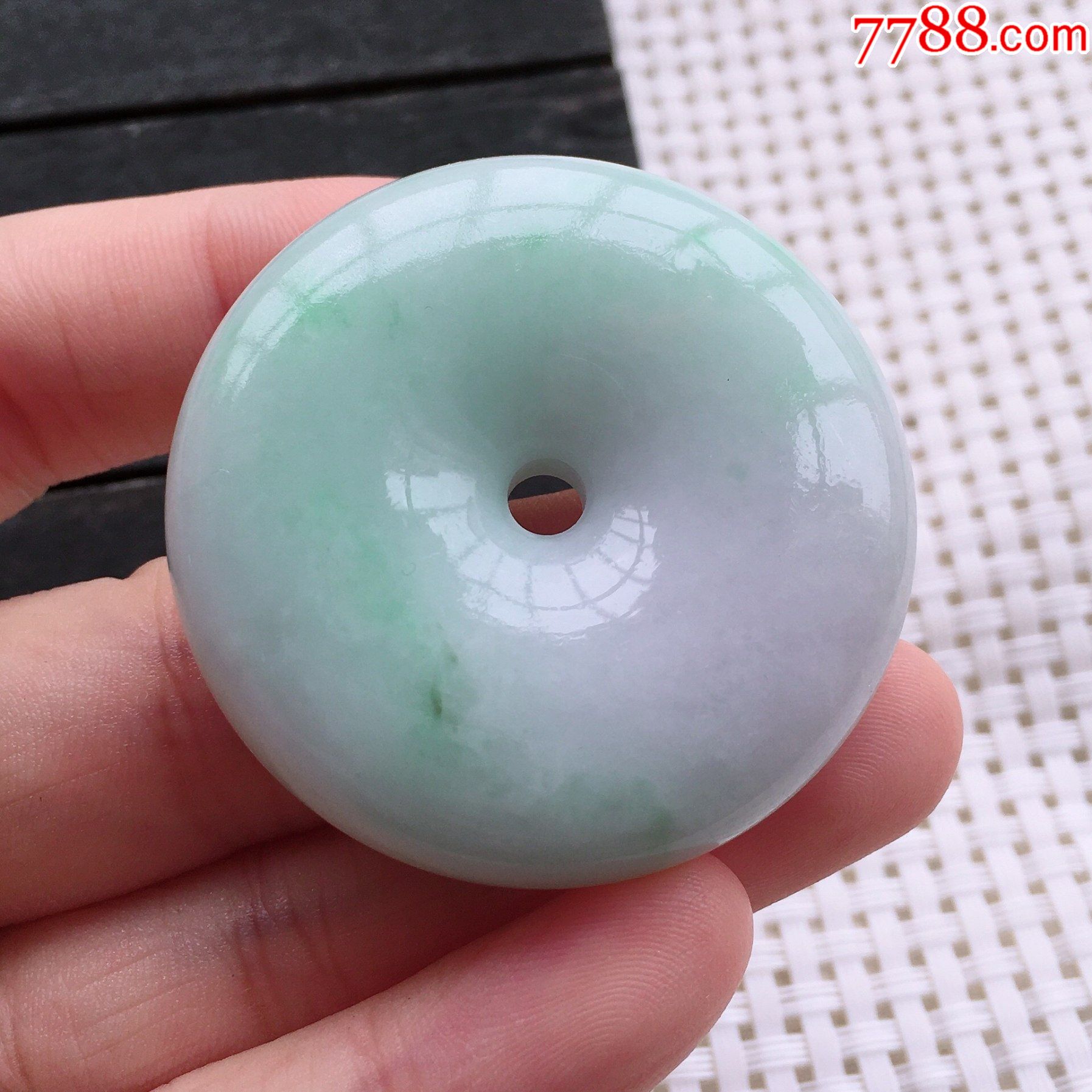 缅甸天然翡翠a货老坑冰糯种春带彩平安扣玉吊坠通透水润精雕挂件