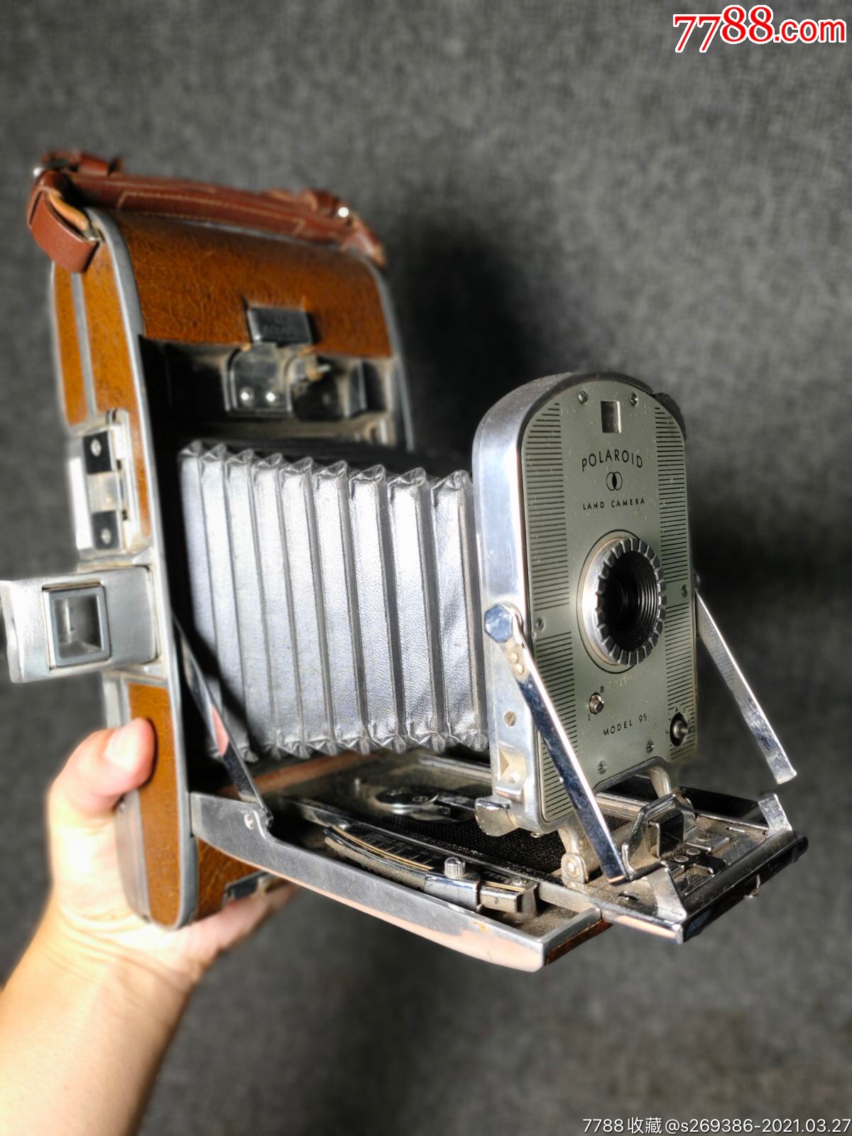 1950年代古董相机美国宝丽来皮腔相机95b快门工作小瑕疵道具摆件_吉祥